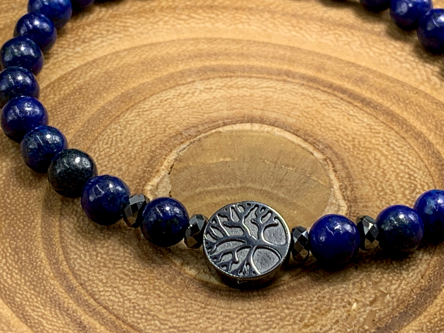 Armband Lebensbaum Lapislazuli Hämatit - spirituelles Perlenarmband - Geschenk Liebe Esoterik - Handmade personalisierbar