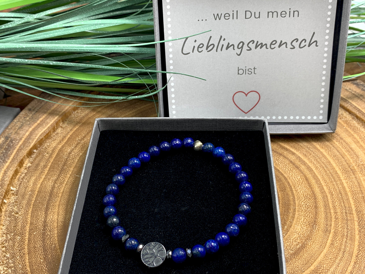 Armband Lebensbaum Lapislazuli Hämatit - spirituelles Perlenarmband - Geschenk Liebe Esoterik - Handmade personalisierbar