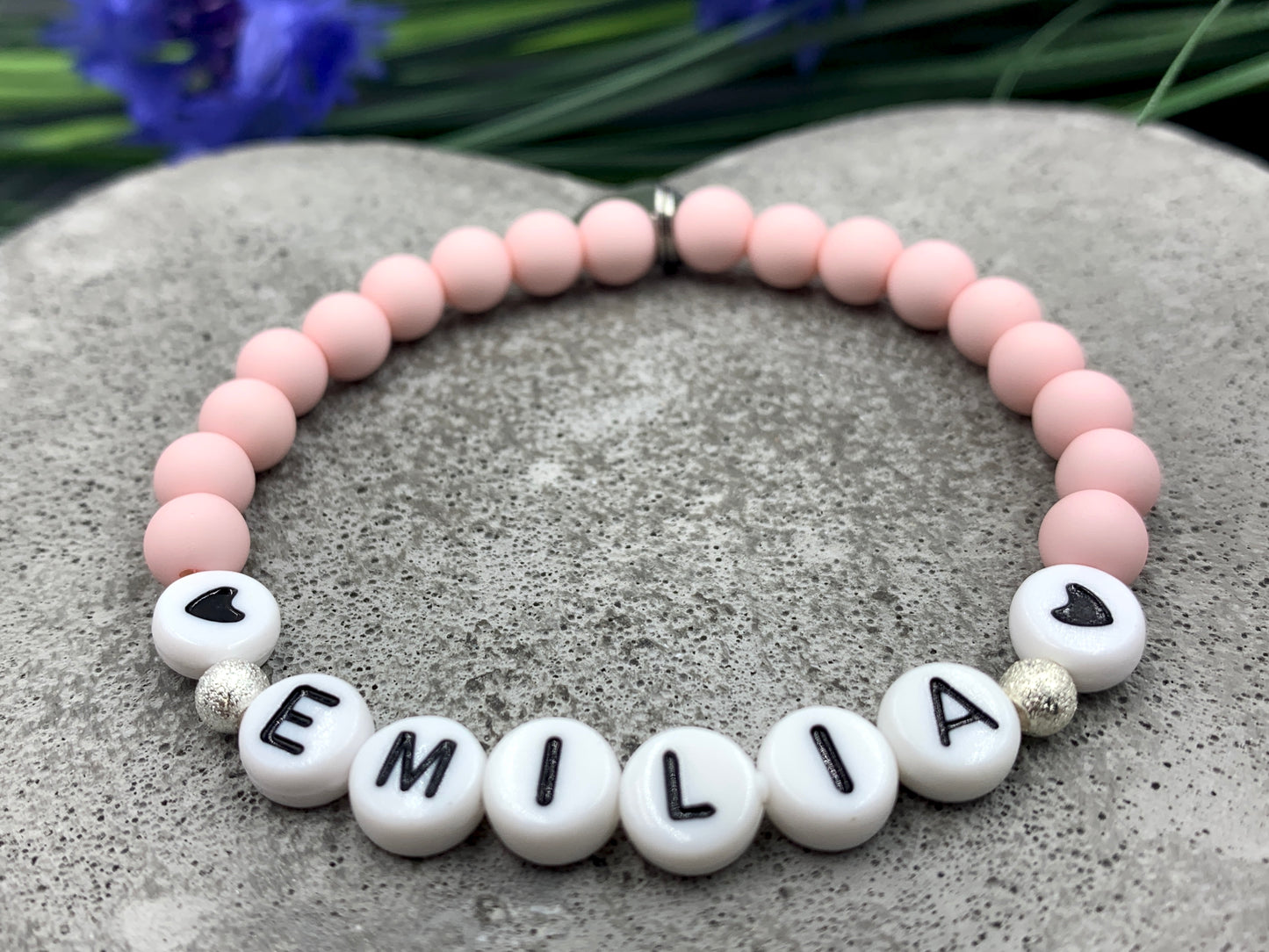 Armband Name Emilia rosa, Geschenk Liebe, Acrylarmband, Geschenk für Mama