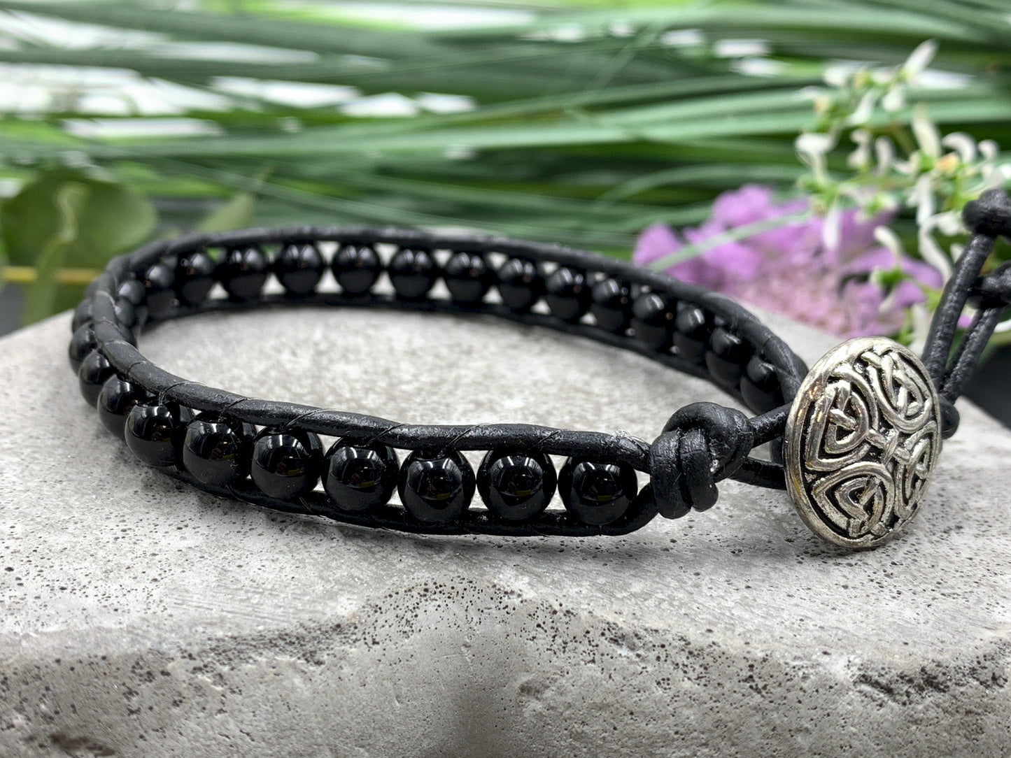 Bohoarmband schwarzer Achat, Unisex Achat Armband, schwarzes Lieblingsarmband Sie & Ihn