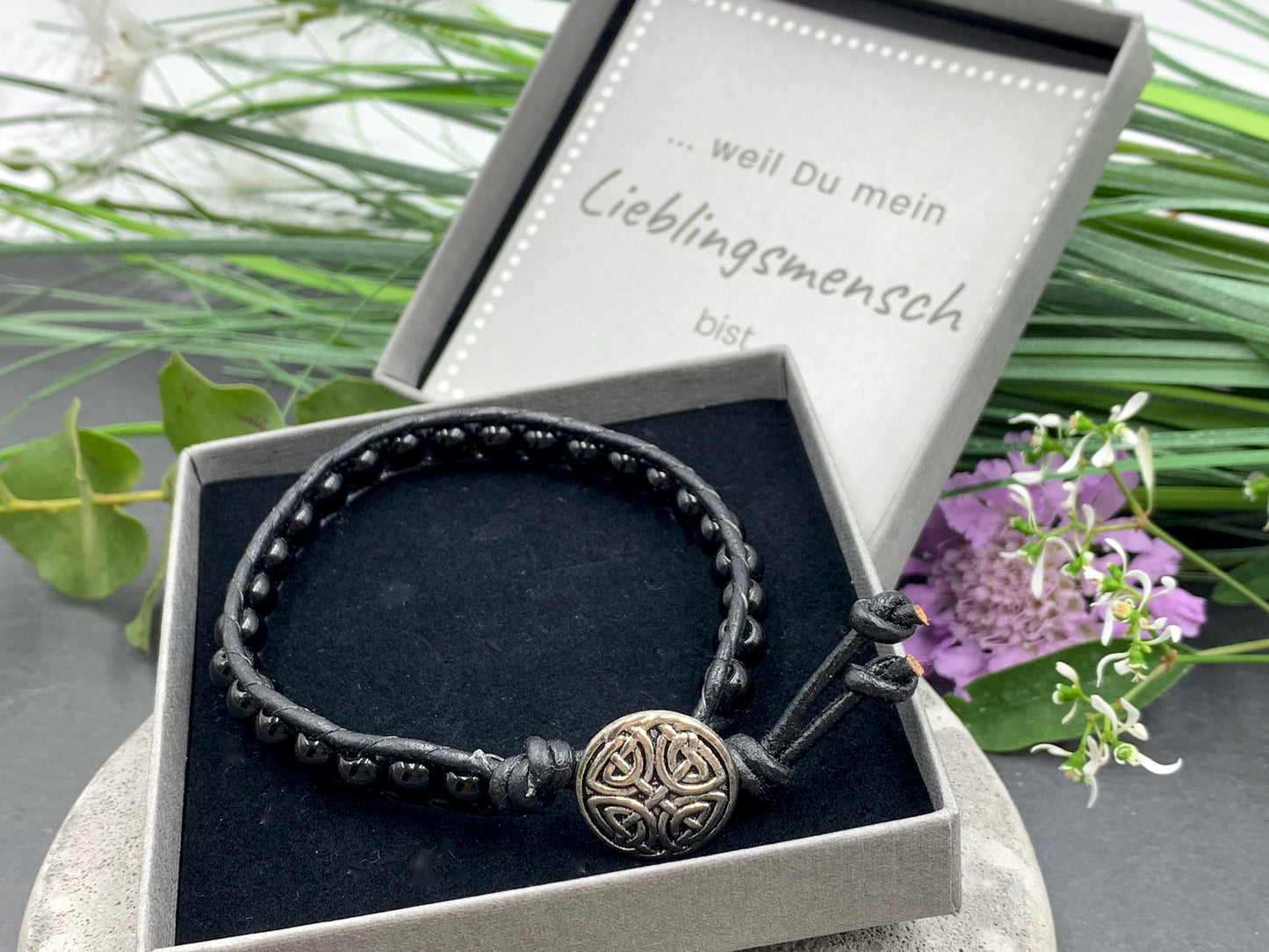 Bohoarmband schwarzer Achat, Unisex Achat Armband, schwarzes Lieblingsarmband Sie & Ihn