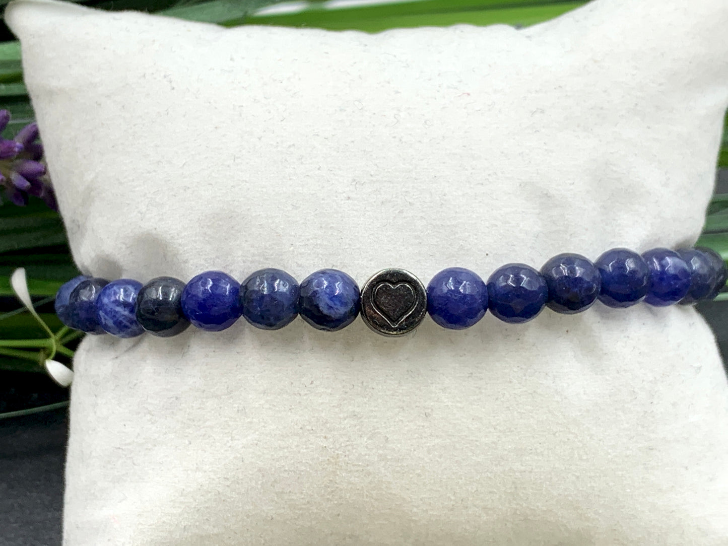 Armband Sodalit, Sodalitarmband, Armband mit Herz silbern, mix and match