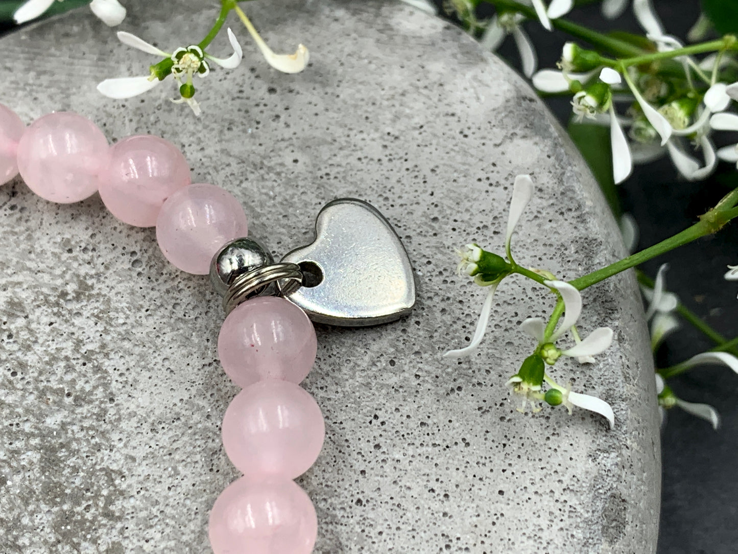 Armband Brautmutter Rosenquarz Herz echt platiniert - Geschenk für Mutter der Braut Brautmama - Andenken Hochzeit - Erinnerungsschmuck - Handmade personalisierbar