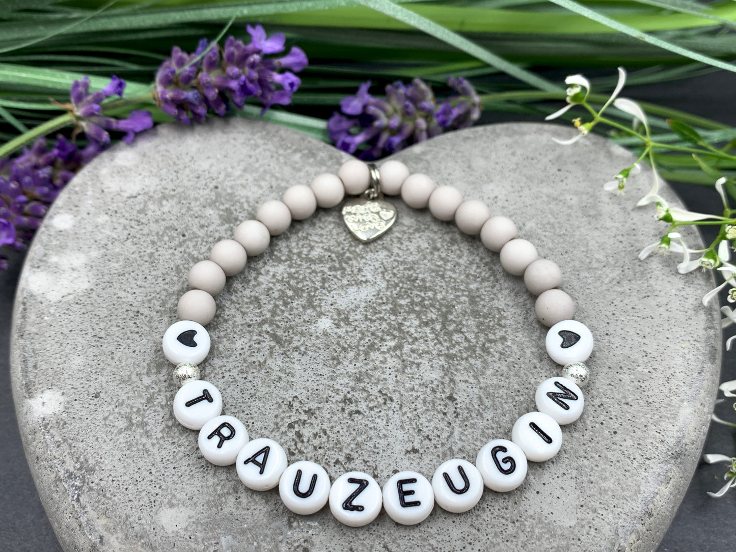 Armband Trauzeugin hellgrau Acryl - Geschenk JGA Taruazeugin Brautmama heiraten - Willst Du meine Trauzeugin sein - Handmade personalisierbar
