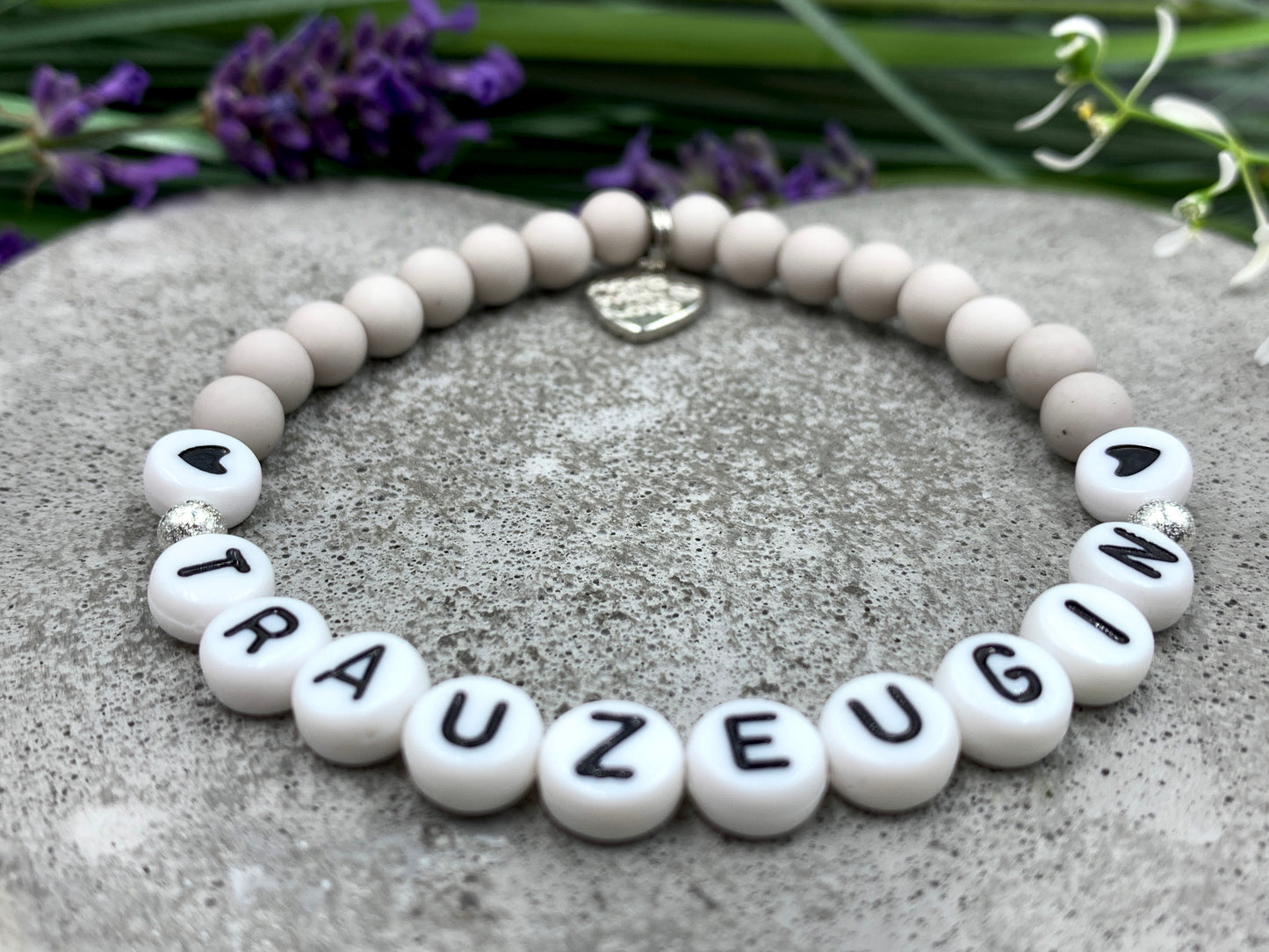 Armband Trauzeugin hellgrau Acryl - Geschenk JGA Taruazeugin Brautmama heiraten - Willst Du meine Trauzeugin sein - Handmade personalisierbar