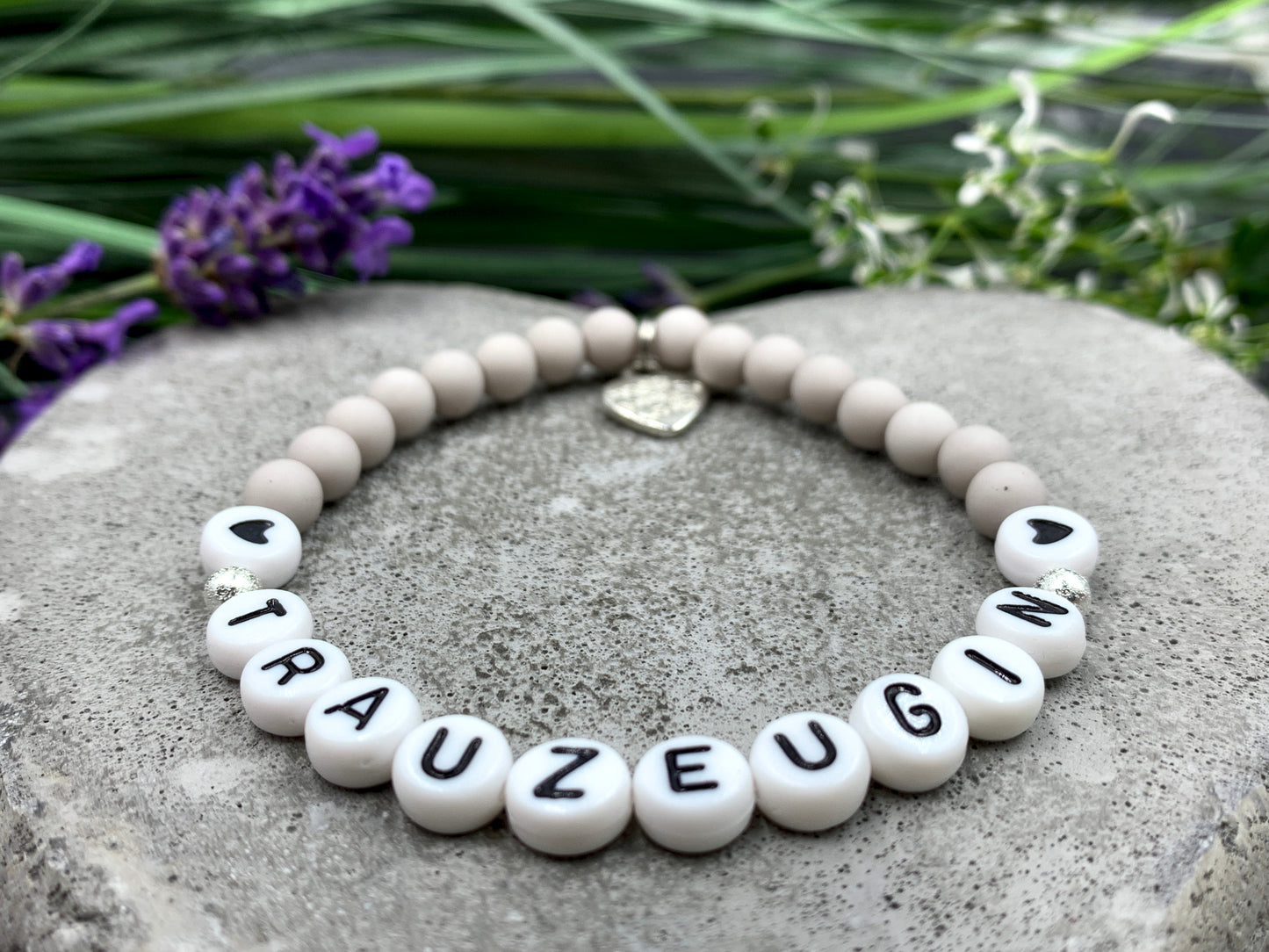 Armband Trauzeugin hellgrau Acryl - Geschenk JGA Taruazeugin Brautmama heiraten - Willst Du meine Trauzeugin sein - Handmade personalisierbar