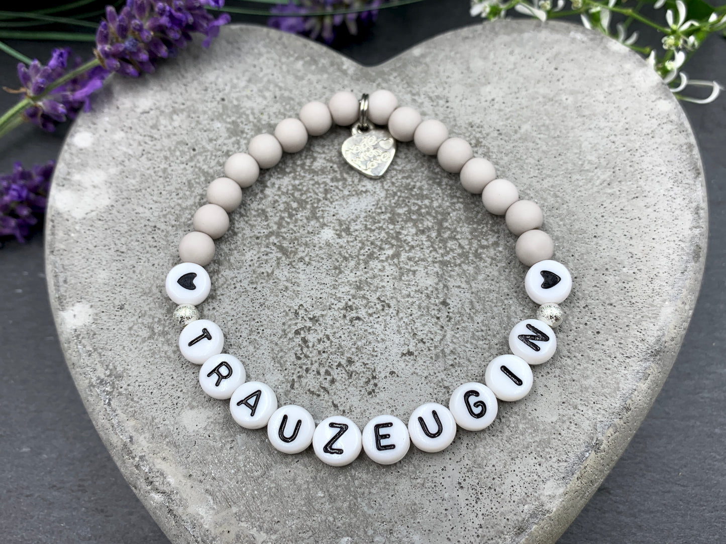 Armband Trauzeugin hellgrau Acryl - Geschenk JGA Taruazeugin Brautmama heiraten - Willst Du meine Trauzeugin sein - Handmade personalisierbar