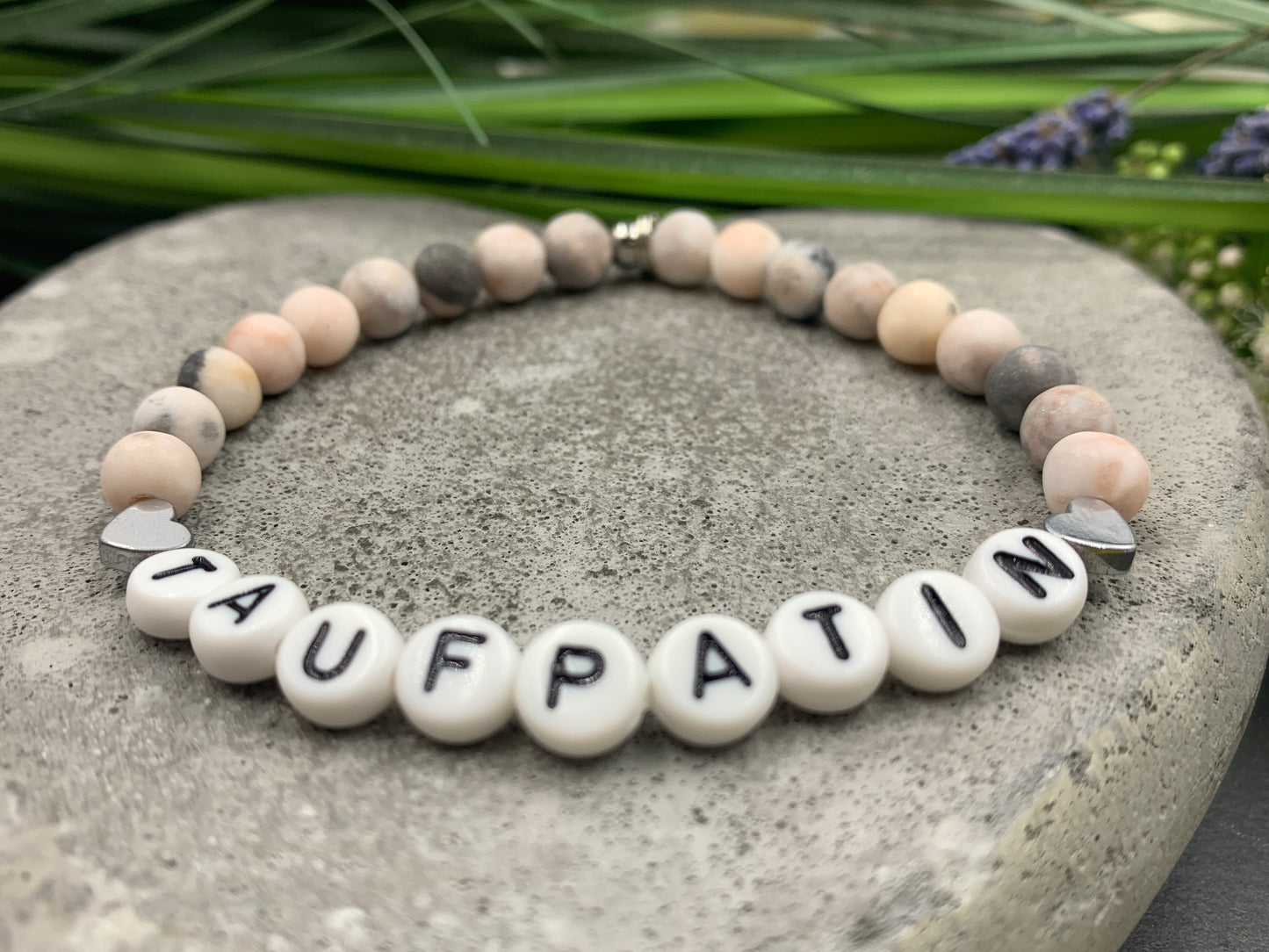 Armband Taufpatin Zebra Jaspis - Andenken Taufe Taufgeschenk - Frage Patenschaft - Willst Du meine Patentante sein? - Handmade personalisierbar