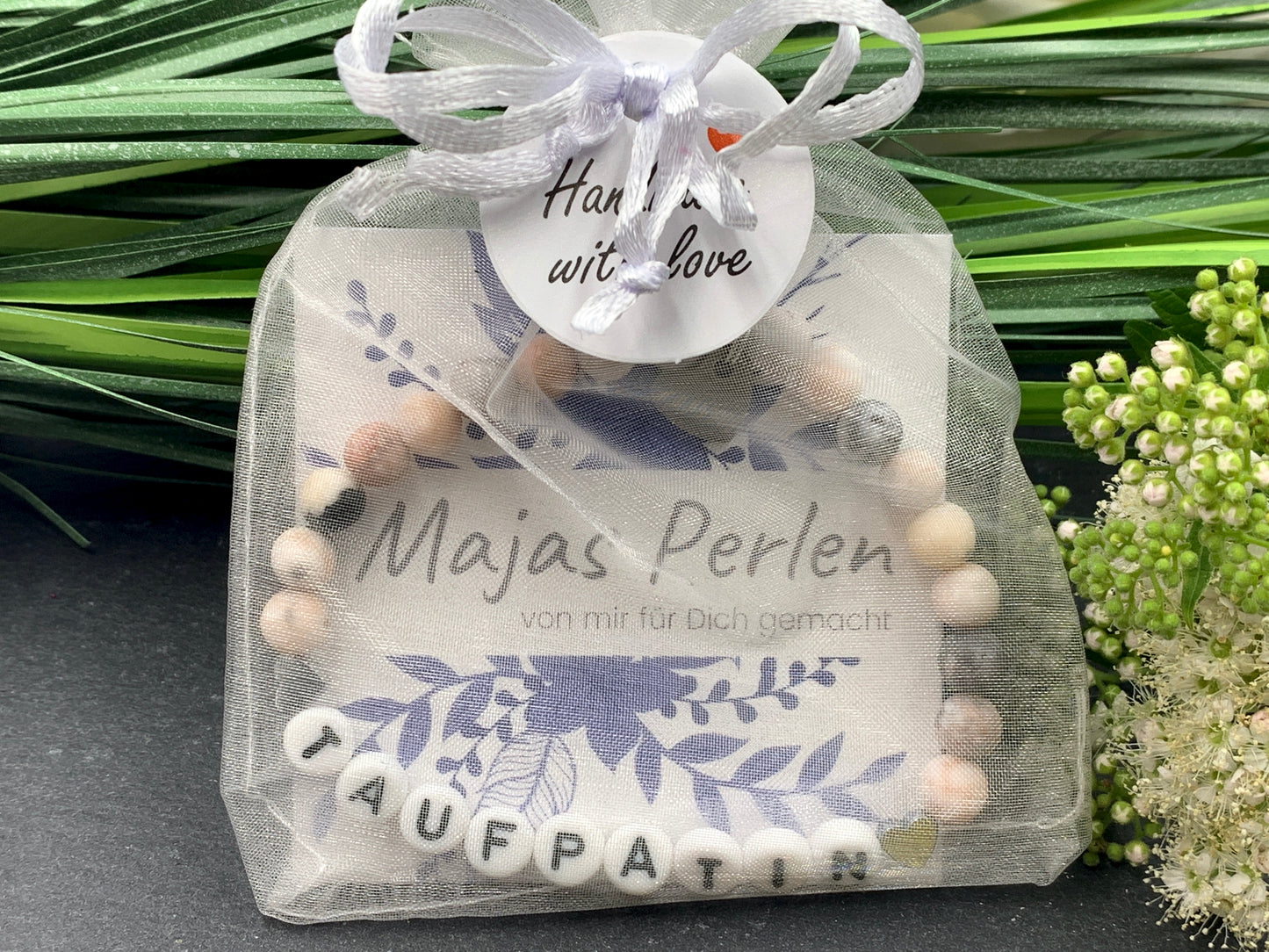 Armband Taufpatin Zebra Jaspis - Andenken Taufe Taufgeschenk - Frage Patenschaft - Willst Du meine Patentante sein? - Handmade personalisierbar