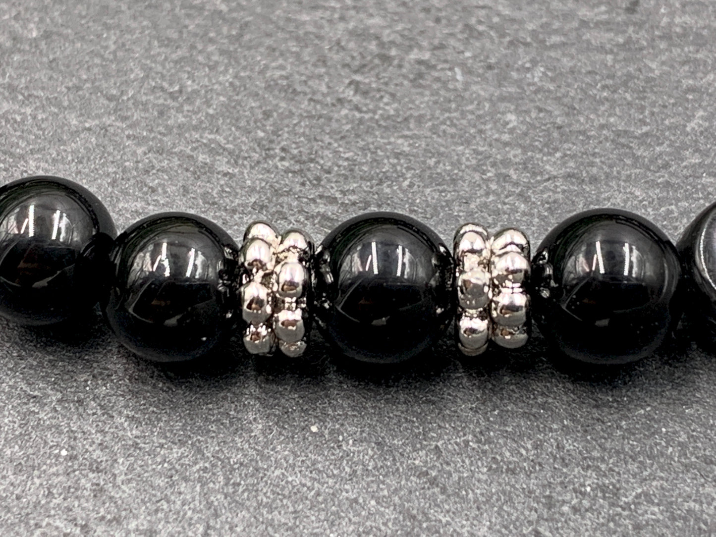 Armband schwarzer Achat Lilly mit echt platinierten Perlen - Namensarmband Freundschaftsarmband - Geschenk Mädcehn Mama Kinderarmband - Handmade personalisierbar