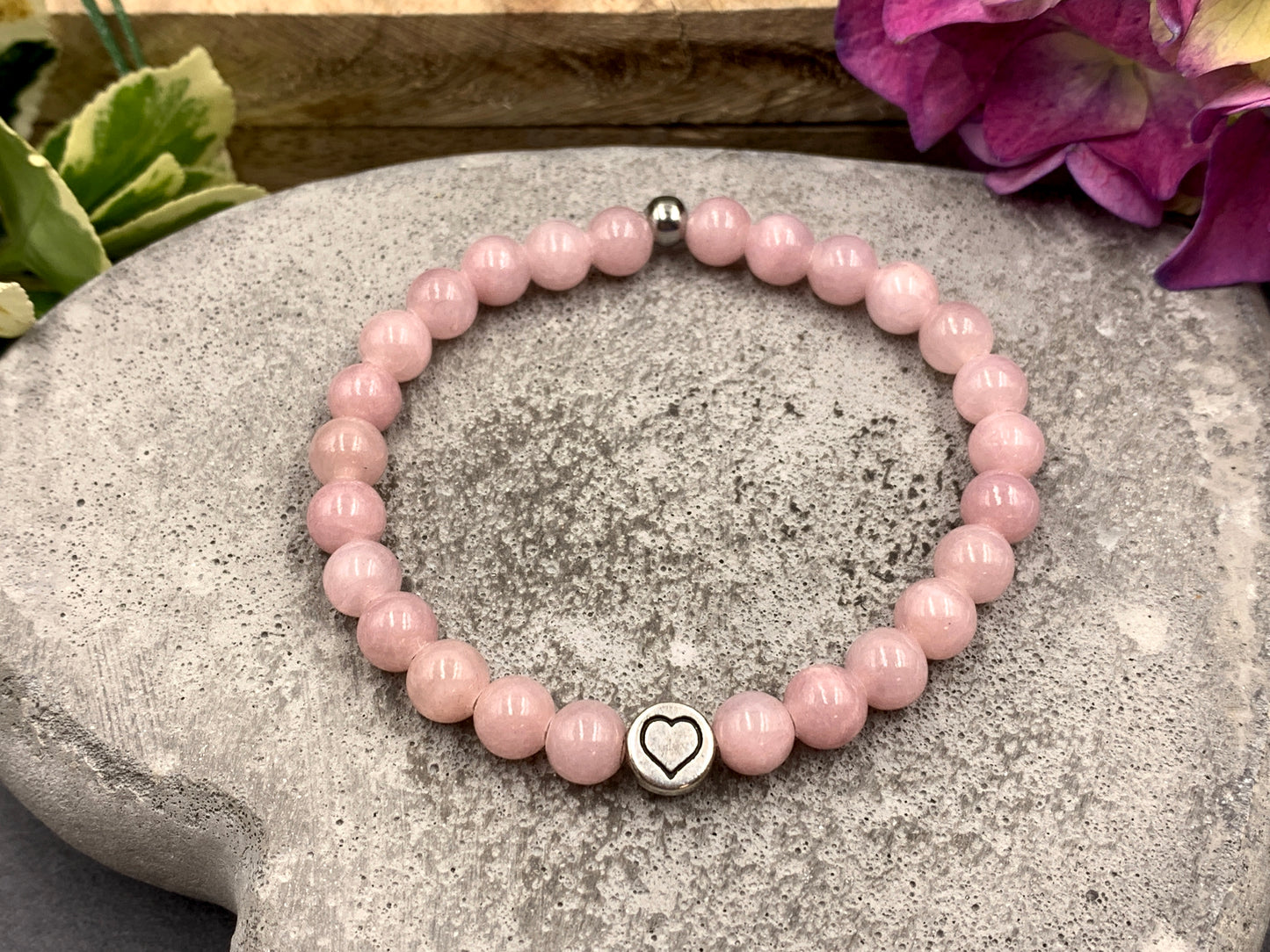 Armband Herz Achat altrosa, Geschenk Liebe und Freundschaft, Armband Mix and Match