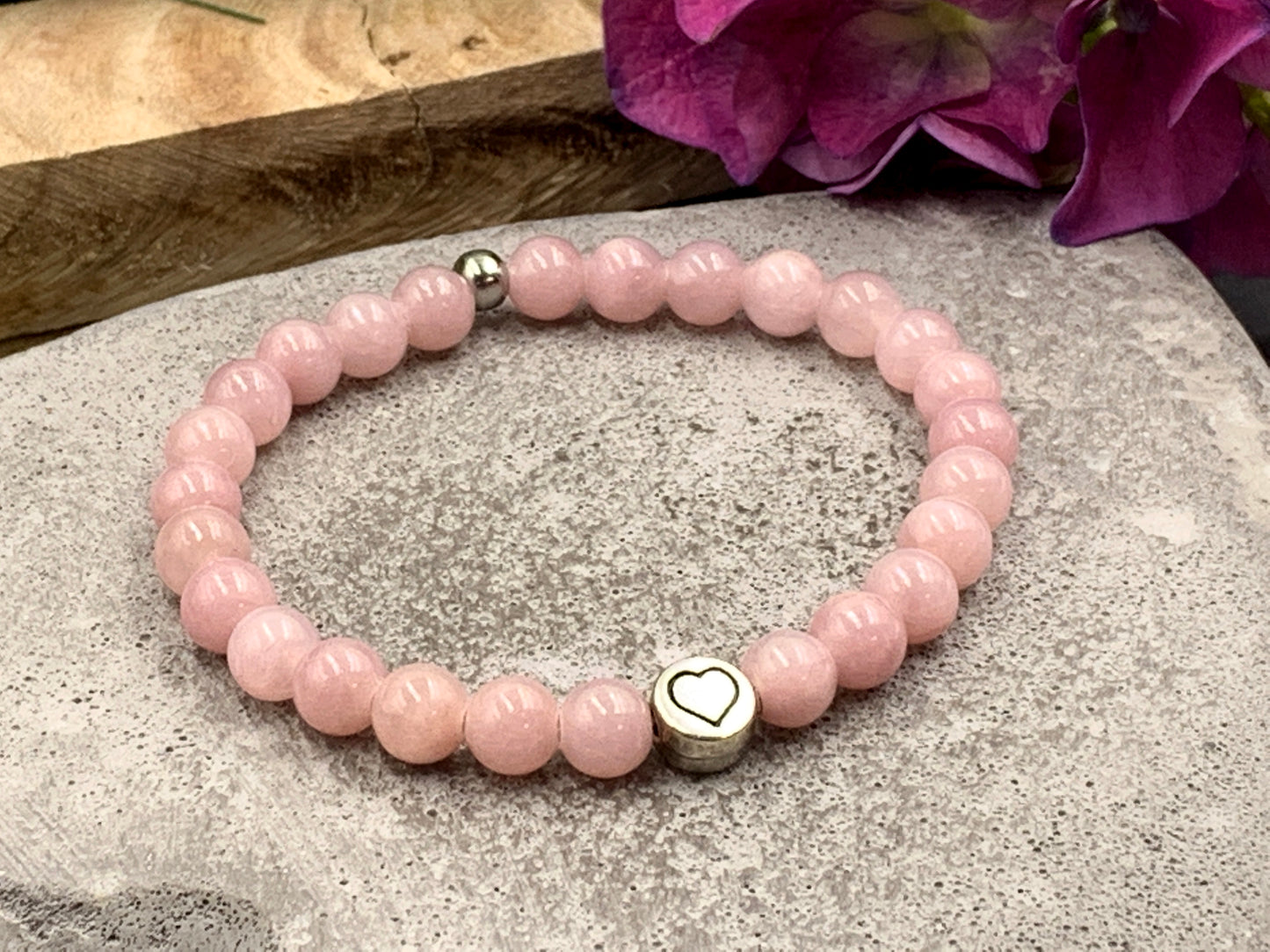 Armband Herz Achat altrosa, Geschenk Liebe und Freundschaft, Armband Mix and Match