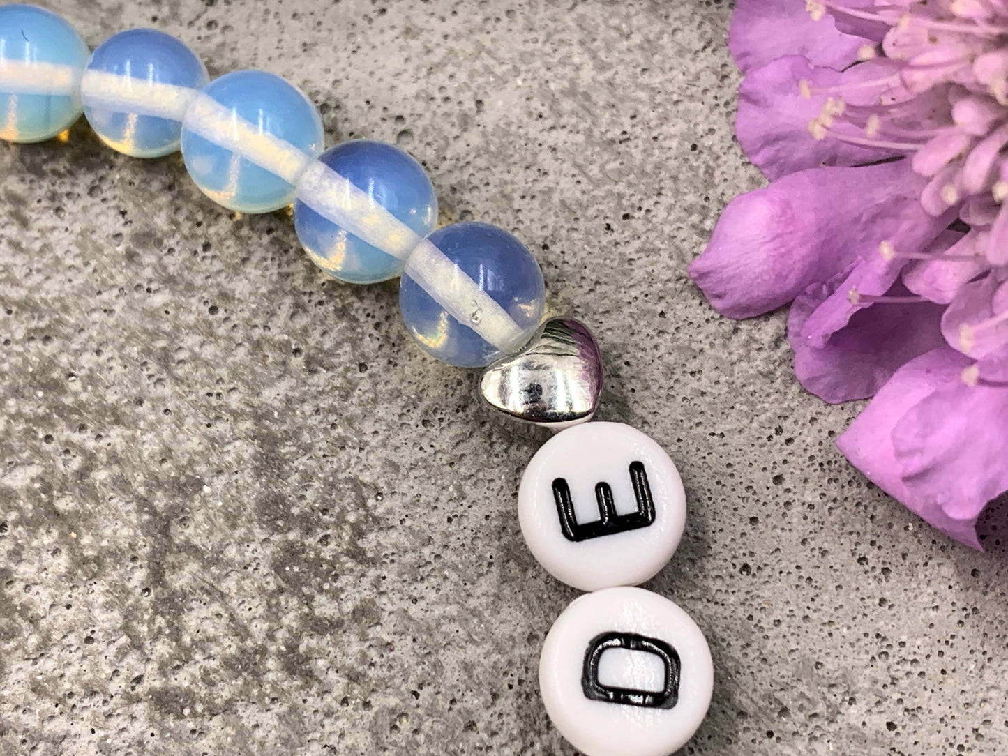 Opal Armband Für immer Freunde, Herz 18k Weißgold plated, Namensarmband nach Wunsch, Geschenk Name