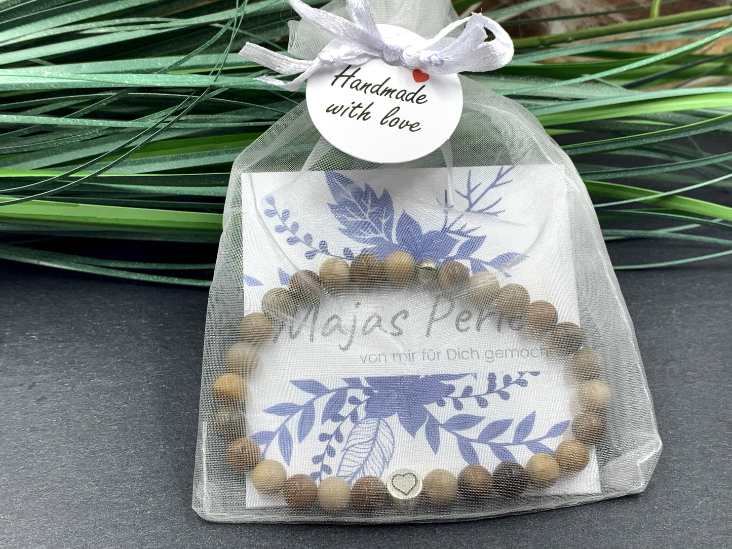Armband Versteinertes Holz, Armband Herz, Armband Mix and Match, Geschenk Herzensmensch