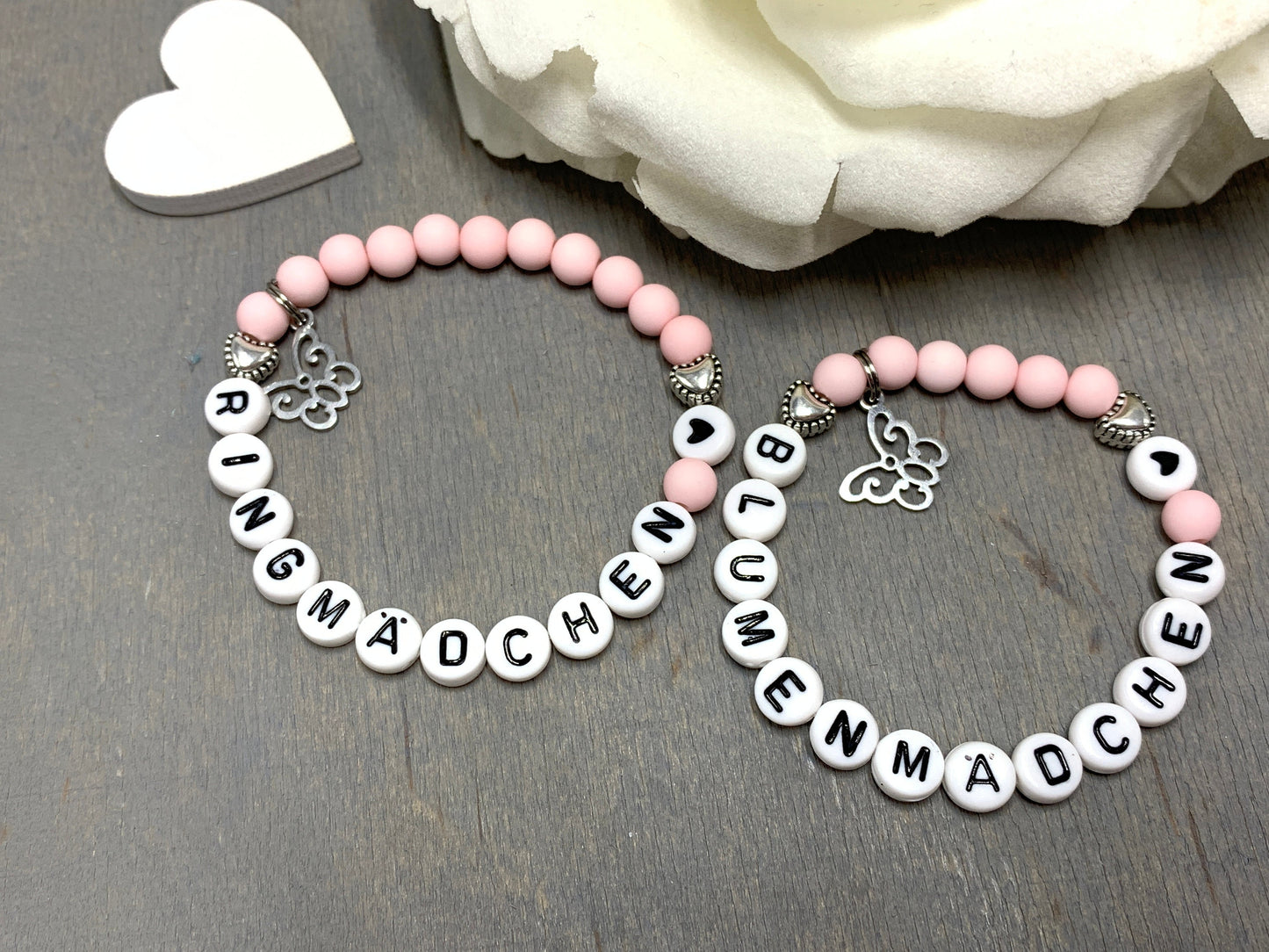 Armband Ringjunge Acryl Oliv - Perlen 6 mm - Geschenk Ringkind Ringmädchen- rund um Hochzeit - viele Farben - alle Größen - handmade