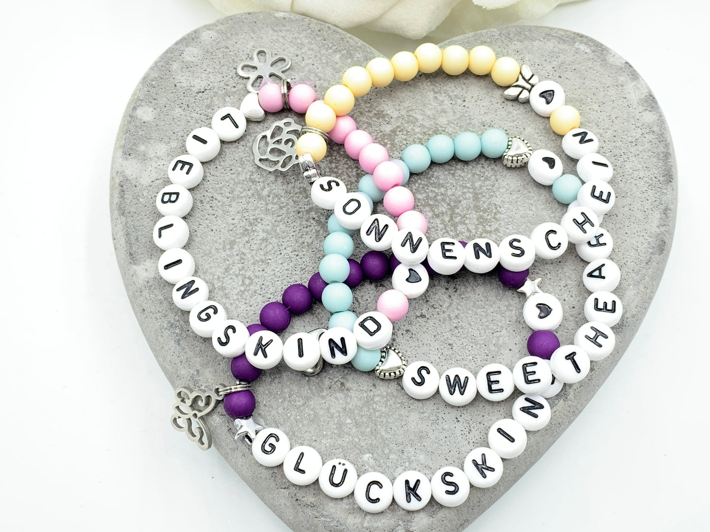 Armband mit Namen Anna Türkis Acryl - Geschenk Mädchen Kinderarmband personalisiert -  Wunschfarbe - viele Farben