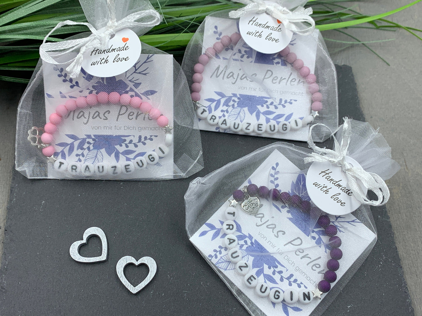 Armband Trauzeugin Zartrosa Acryl Perlen 6 mm - Perlenarmband rund um Hochzeit und JGA - Willst du meine Trauzeugin sein? - Wunschfarbe