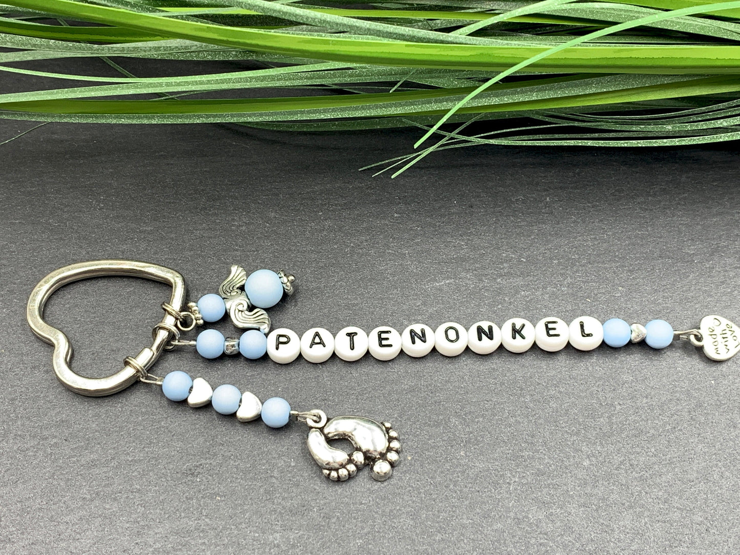 Schlüsselanhänger Patenonkel Acryl Hellblau - Geschenk Frage Patenschaft Taufgeschenk - Acryl oder Edelsteine wählbar - personalisierbar