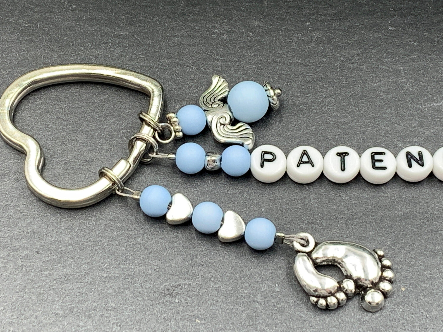 Schlüsselanhänger Patenonkel Acryl Hellblau - Geschenk Frage Patenschaft Taufgeschenk - Acryl oder Edelsteine wählbar - personalisierbar