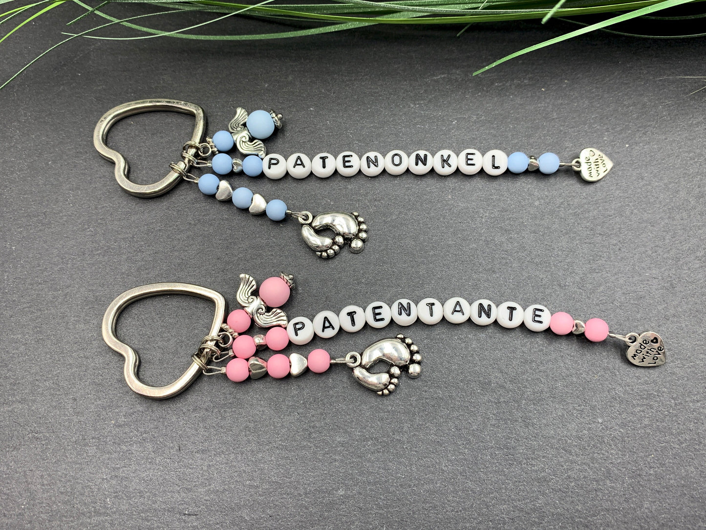 Schlüsselanhänger Patenonkel Acryl Hellblau - Geschenk Frage Patenschaft Taufgeschenk - Acryl oder Edelsteine wählbar - personalisierbar