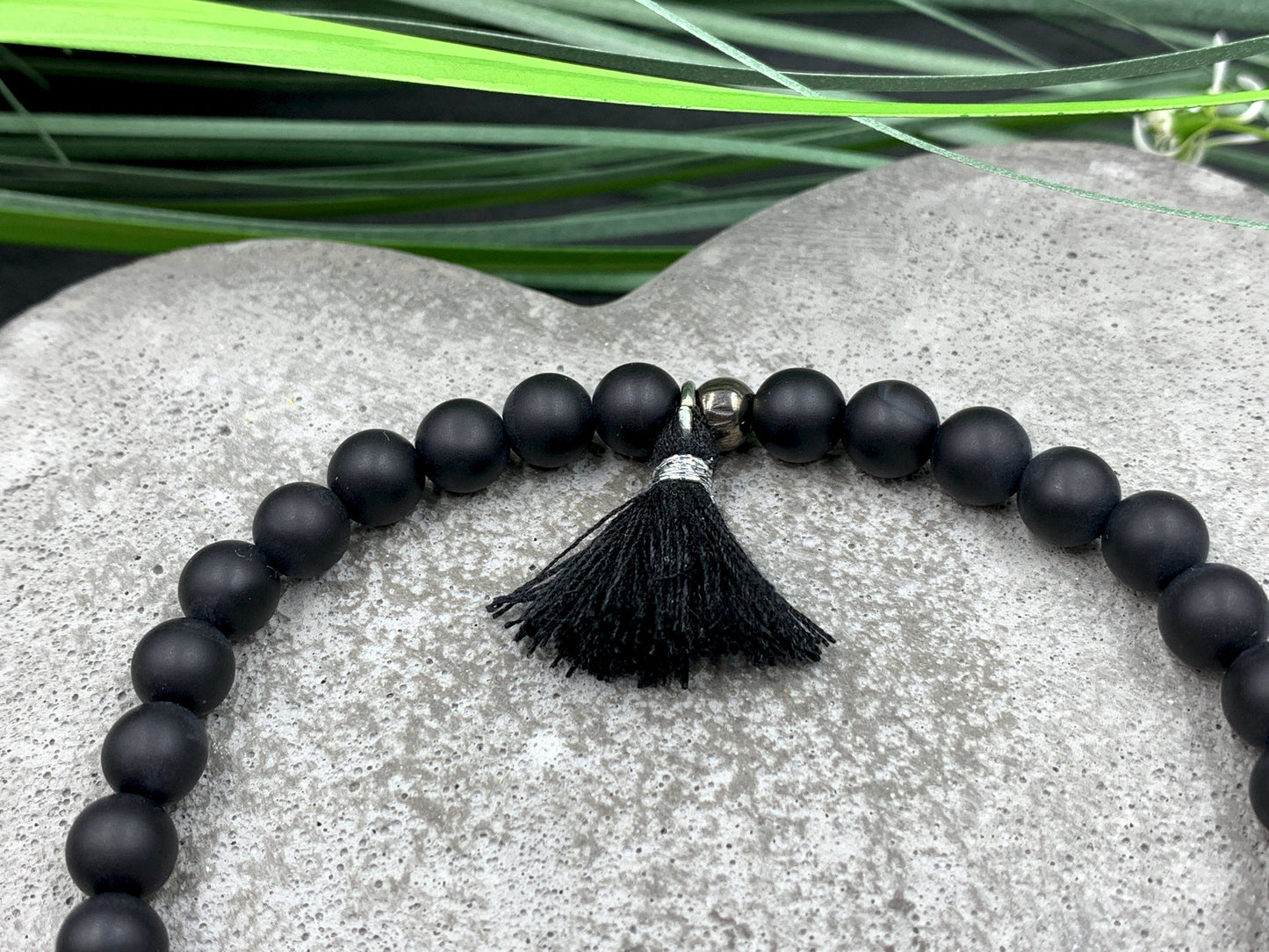 Armband Patenonkel schwarzer Achat - Perlenarmband Frage Patenschaft Andenken Taufe - viele Edelsteine - personalisierbar