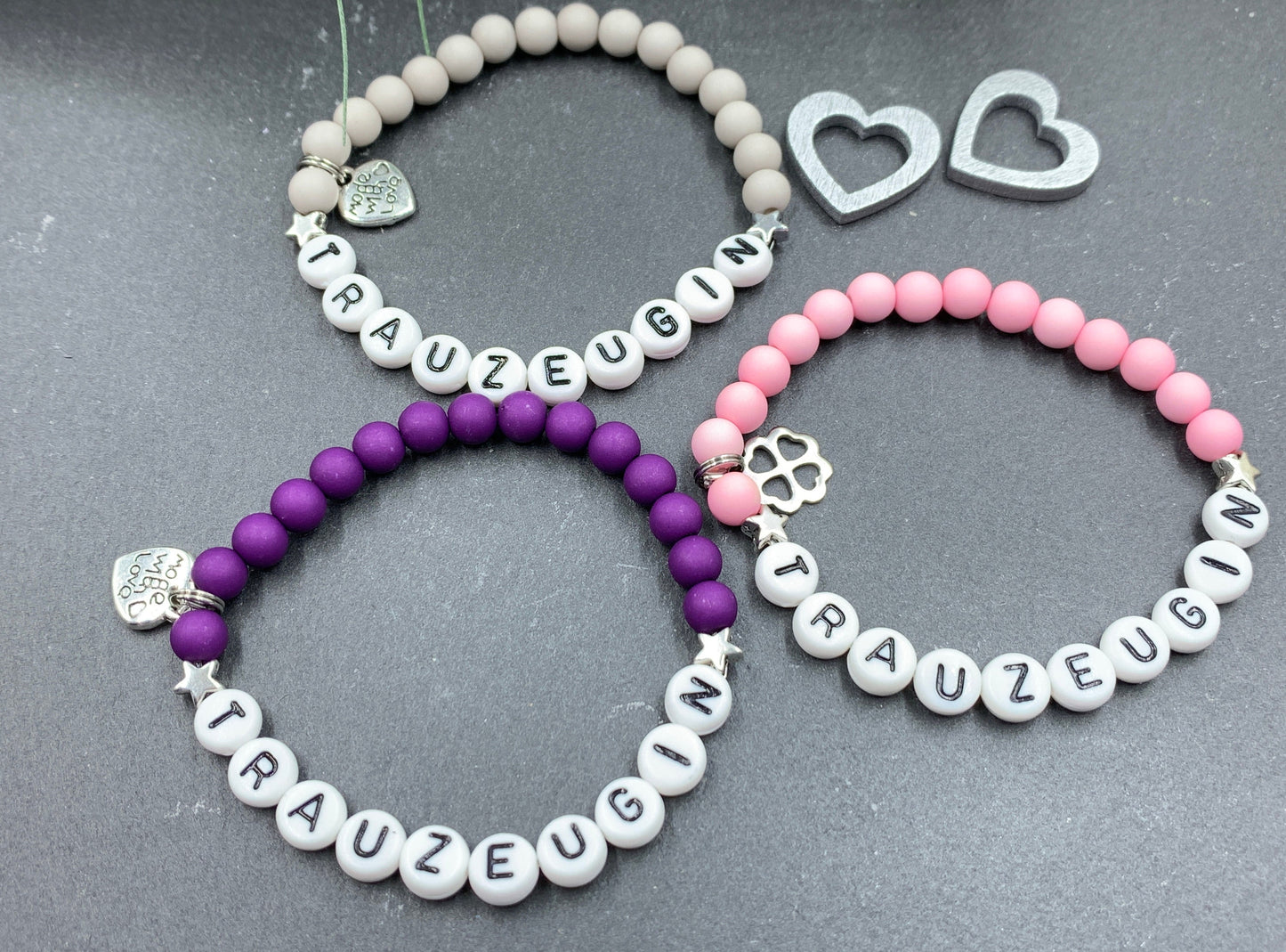 Armband Trauzeugin Zartrosa Acryl Perlen 6 mm - Perlenarmband rund um Hochzeit und JGA - Willst du meine Trauzeugin sein? - Wunschfarbe