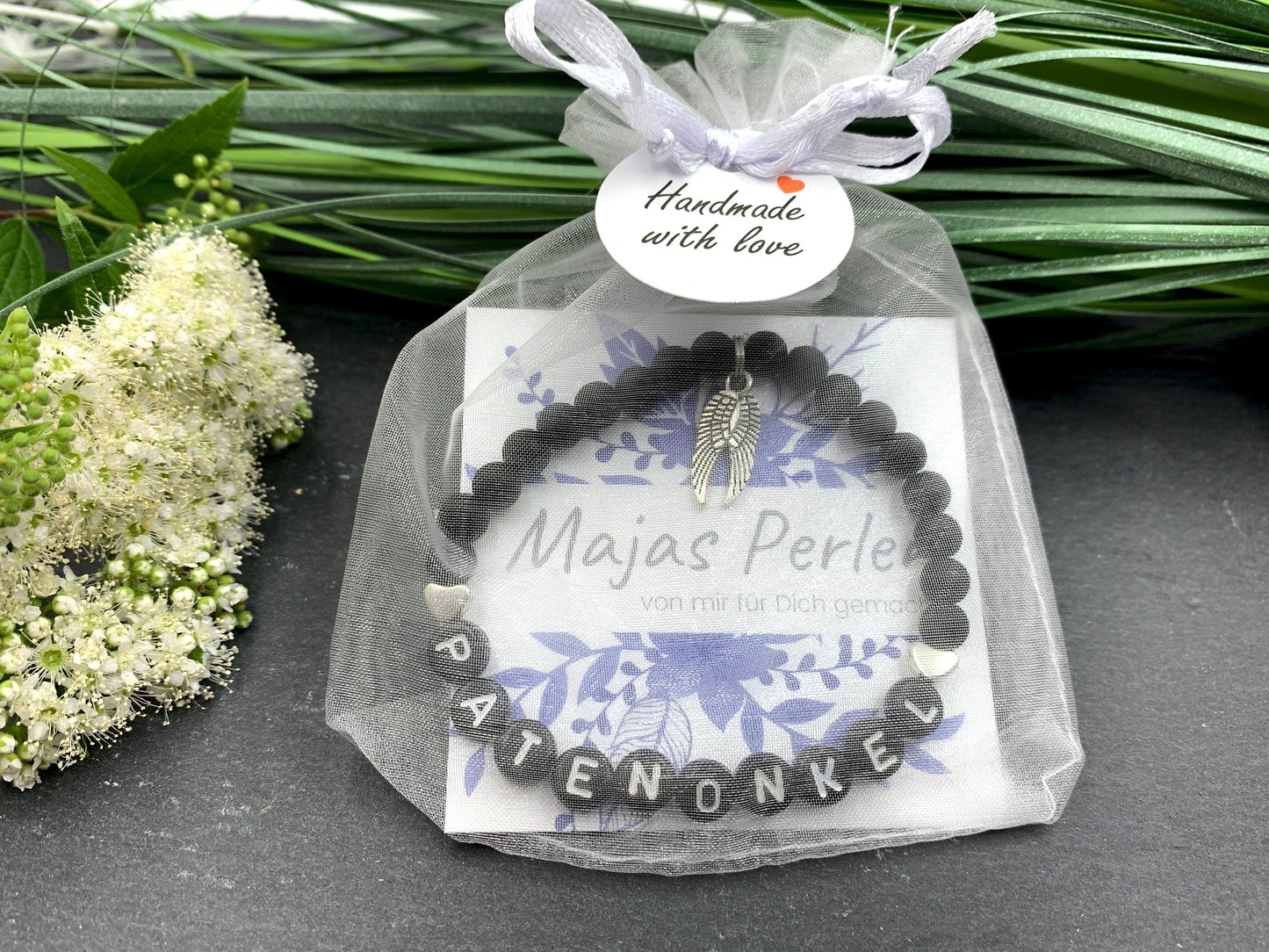 Armband Patenonkel Schwarz - Geschenk Taufpate Frage Patenschaft Erinnerungsarmband Taufe - Willst du mein Patenonkel sein - viele Farben