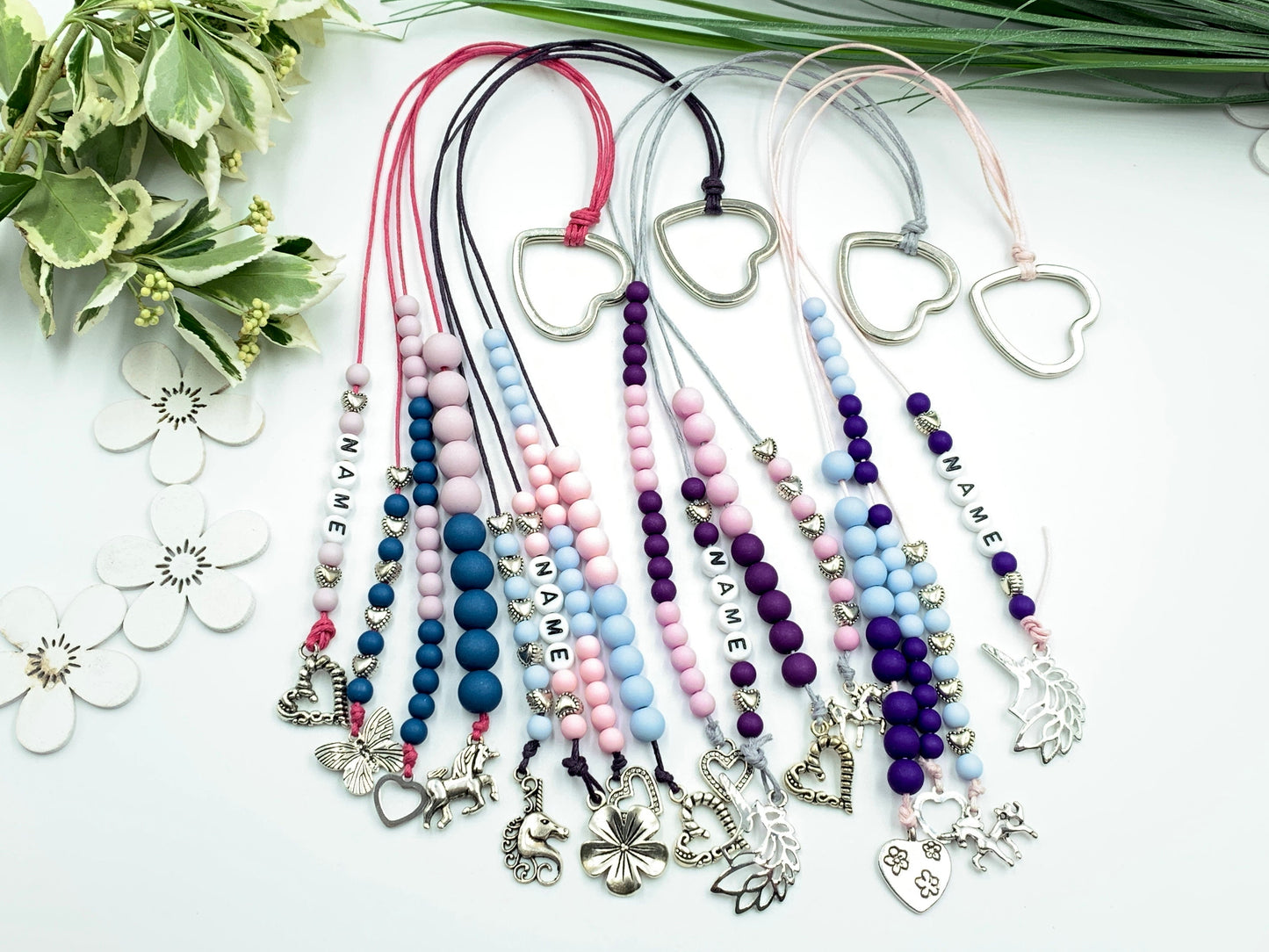 Rechenkette Mädchen Zählkette Hellblau Violett mit Name wahlweise ABC - Geschenk Einschulung erster Schultag - Rechenhilfe 20 Grundschule