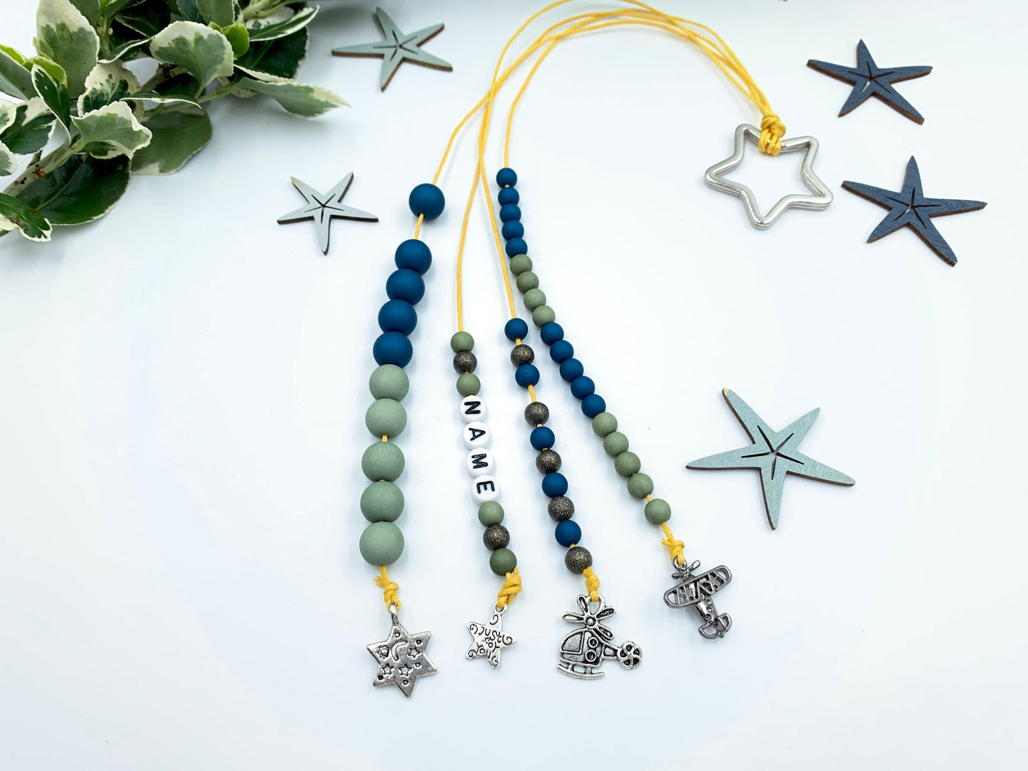 Rechenkette Junge Zählkette Blau Oliv Namemit Name wahlweise ABC - Geschenk Einschulung erster Schultag - Rechenhilfe bis 20 Grundschule