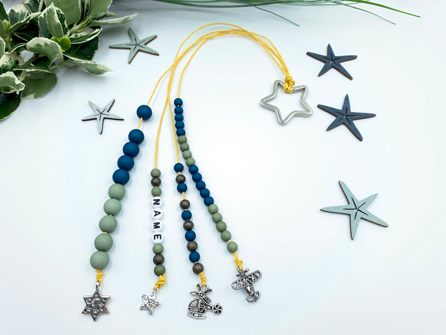 Rechenkette Junge Zählkette Blau Oliv Namemit Name wahlweise ABC - Geschenk Einschulung erster Schultag - Rechenhilfe bis 20 Grundschule