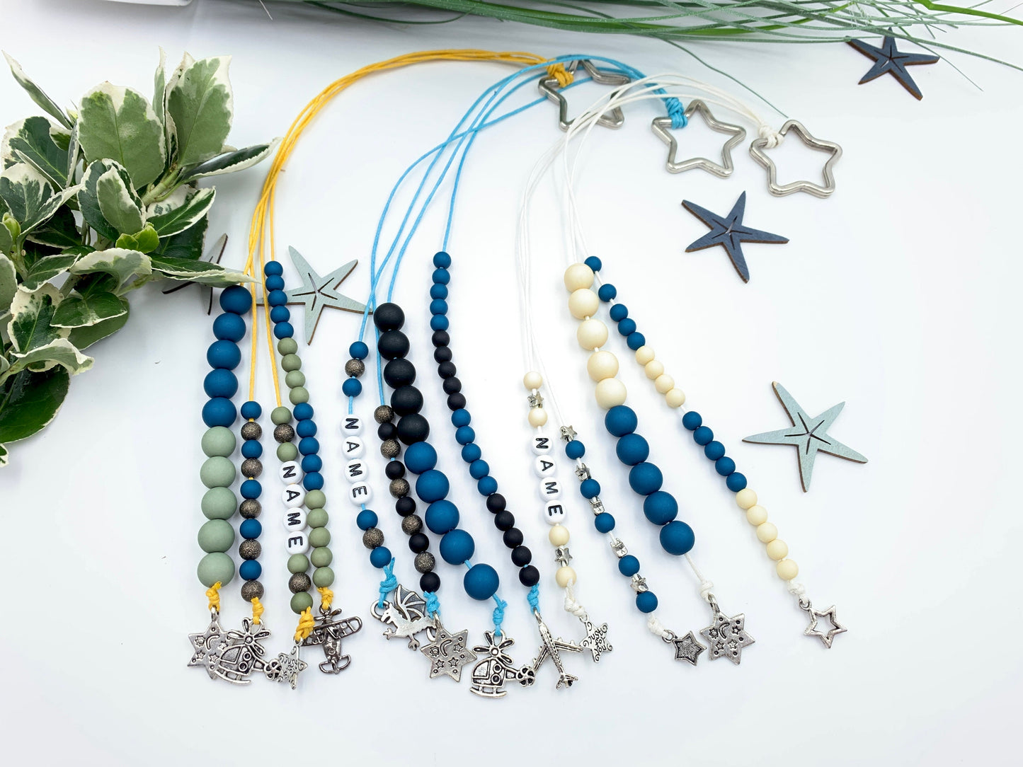 Rechenkette Junge Zählkette Blau Oliv Namemit Name wahlweise ABC - Geschenk Einschulung erster Schultag - Rechenhilfe bis 20 Grundschule