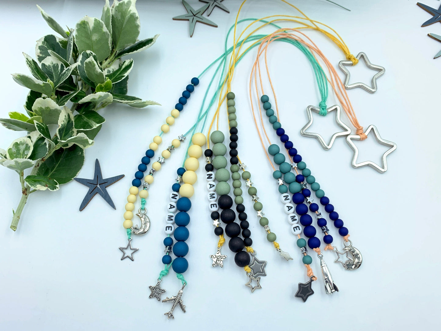 Rechenkette Junge Zählkette Blau Oliv Namemit Name wahlweise ABC - Geschenk Einschulung erster Schultag - Rechenhilfe bis 20 Grundschule
