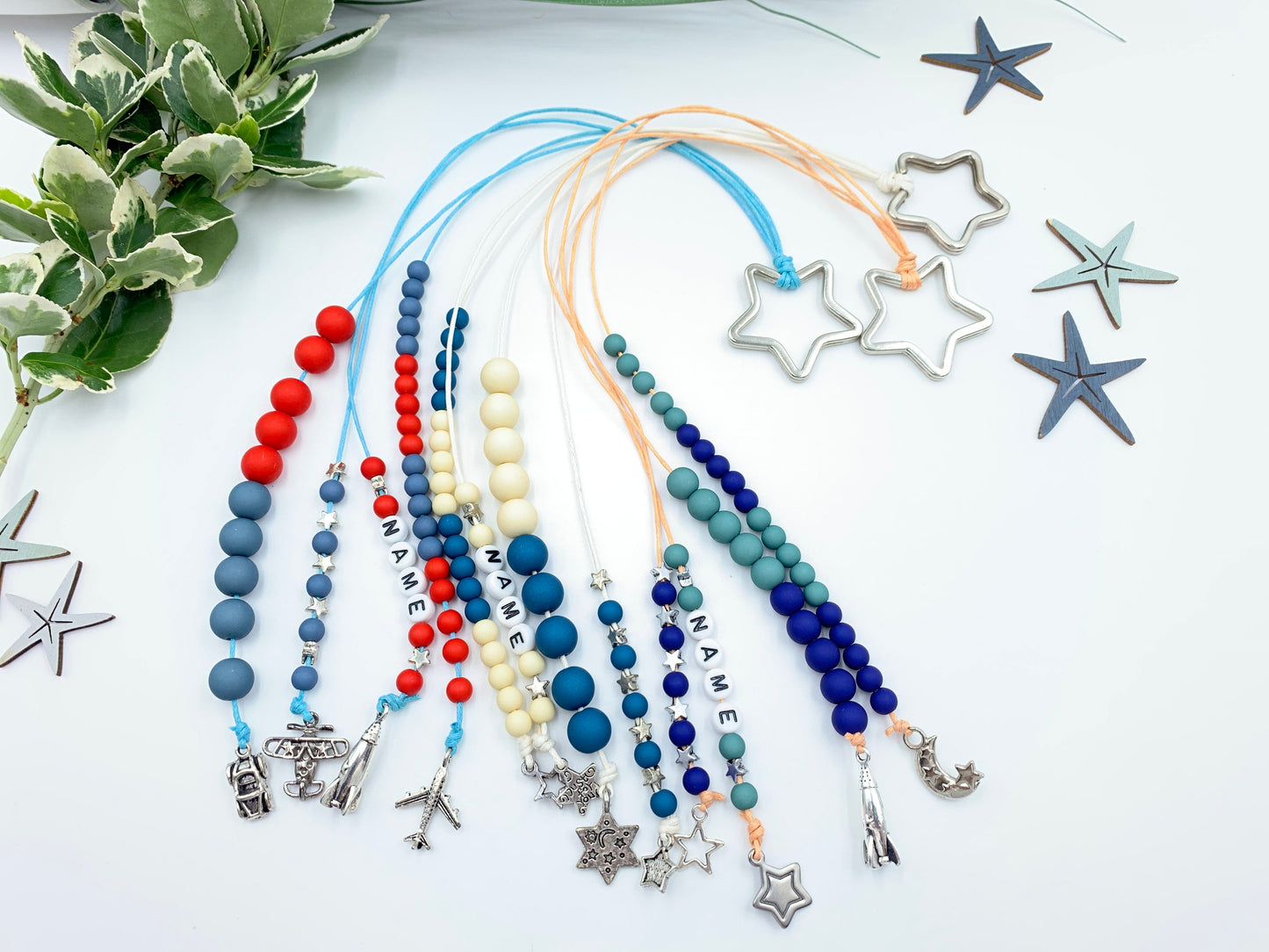Rechenkette Junge Zählkette Blau Oliv Namemit Name wahlweise ABC - Geschenk Einschulung erster Schultag - Rechenhilfe bis 20 Grundschule