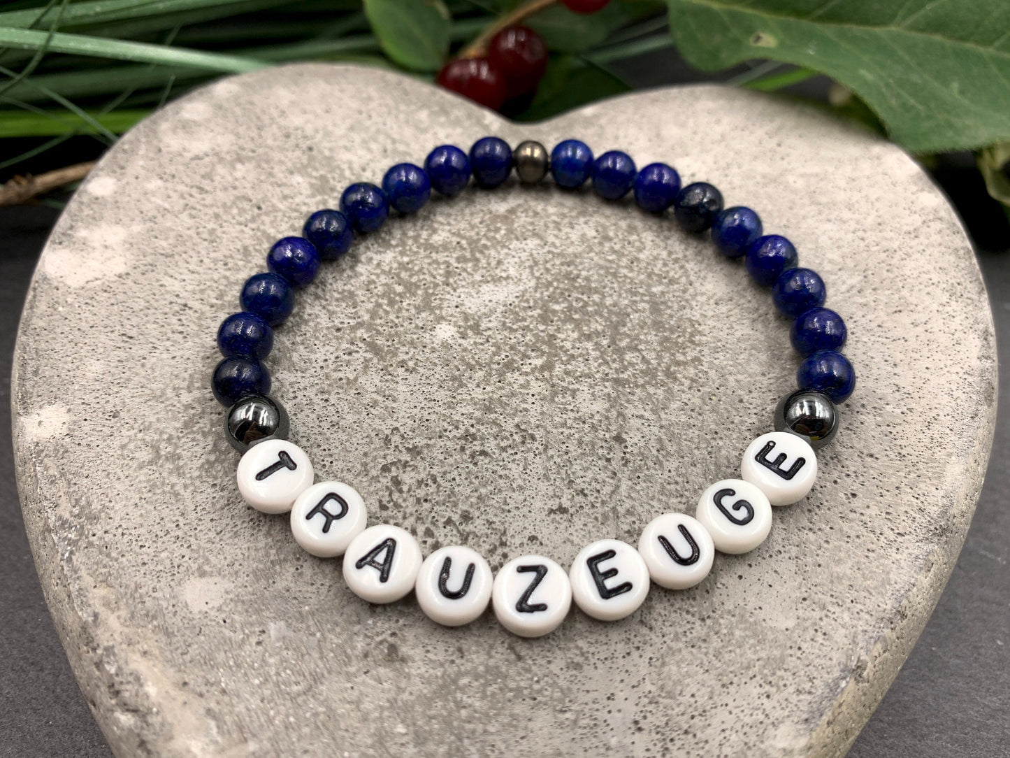 Armband Trauzeuge Lapislazuli Hämatit echte Natursteine - Geschenk Trauzeugin Brautjungfer Team Braut JGA Hochzeit - viele Edelsteine