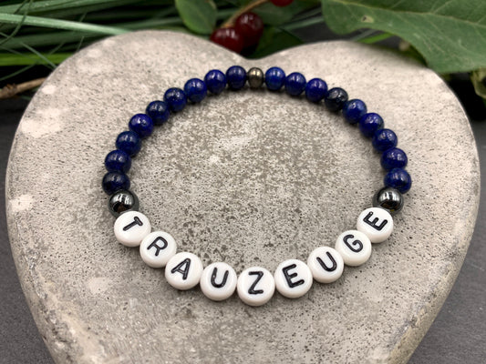 Armband Trauzeuge Lapislazuli Hämatit echte Natursteine - Geschenk Trauzeugin Brautjungfer Team Braut JGA Hochzeit - viele Edelsteine