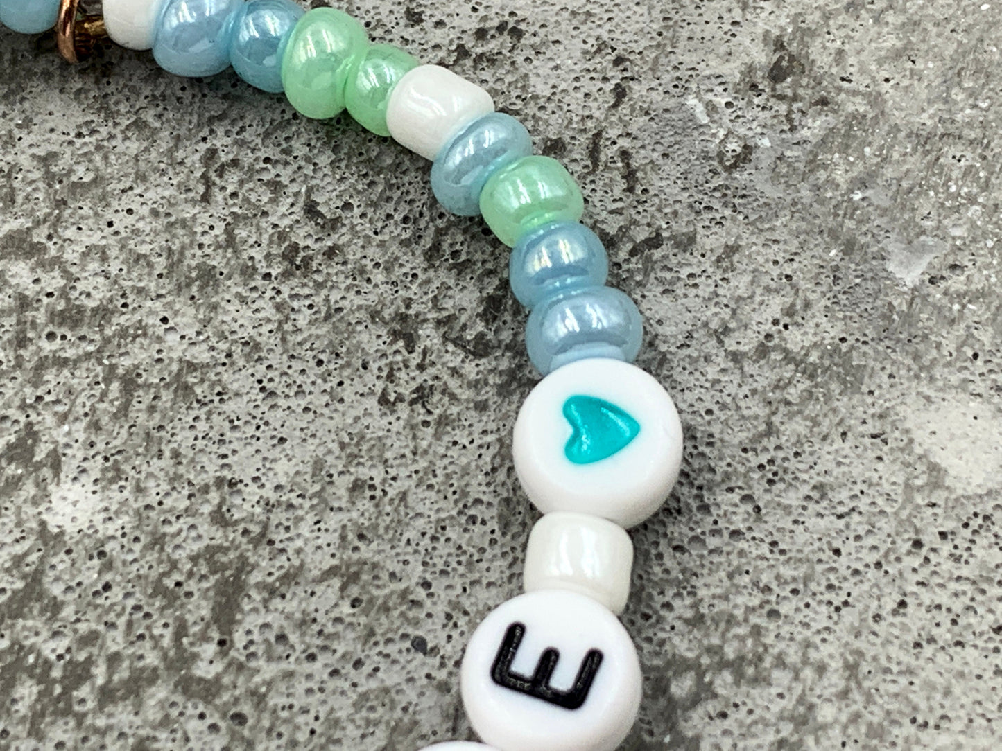 Armband Erste Klasse Grün Blau Rocailles - Glückbringer Perlenarmband erster Schultag Geschenk für Schulkind - viele Farben personalisierbar