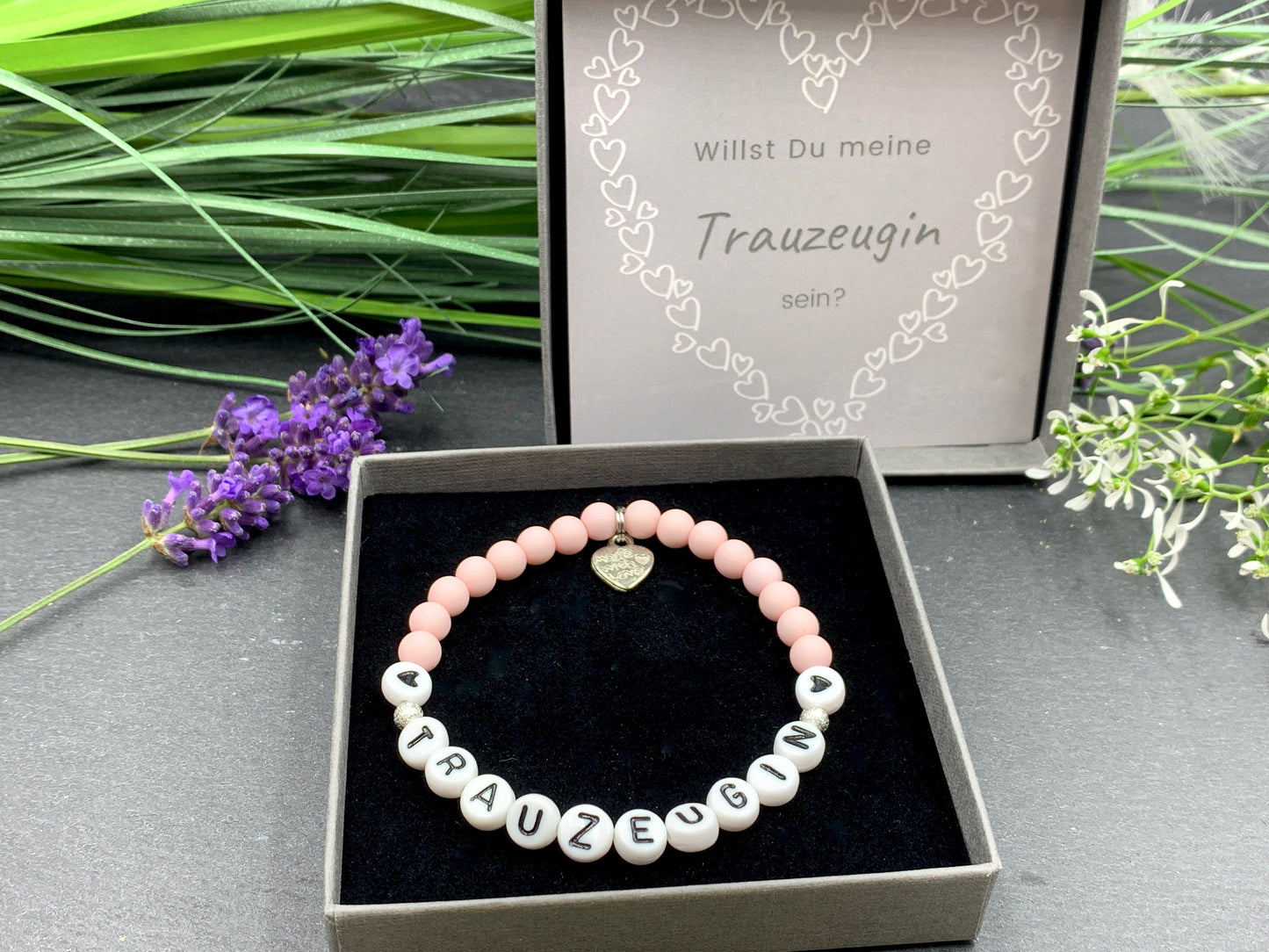Armband Trauzeugin Zartrosa - Acryl Perlen 6 mm - Willst du meine Trauzeugin sein? - Geschenk Team Braut und JGA - Farbe wählbar
