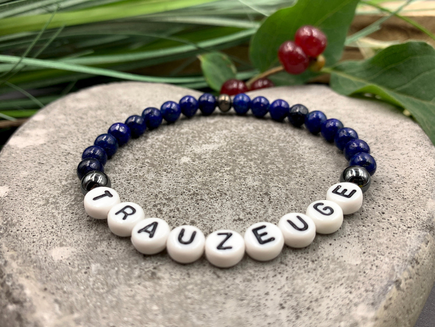 Armband Trauzeuge Lapislazuli Hämatit echte Natursteine - Geschenk Trauzeugin Brautjungfer Team Braut JGA Hochzeit - viele Edelsteine