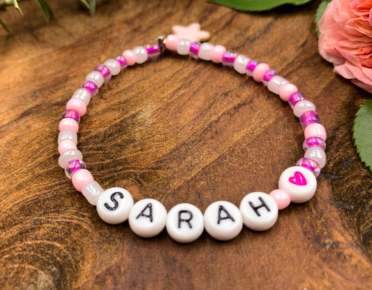 Armband Name Rocailles Glasperlen - Geschenk Mädchen Namensarmband Lieblingsmensch Kinderarmband Perlen - personalisierbar - viele Farben