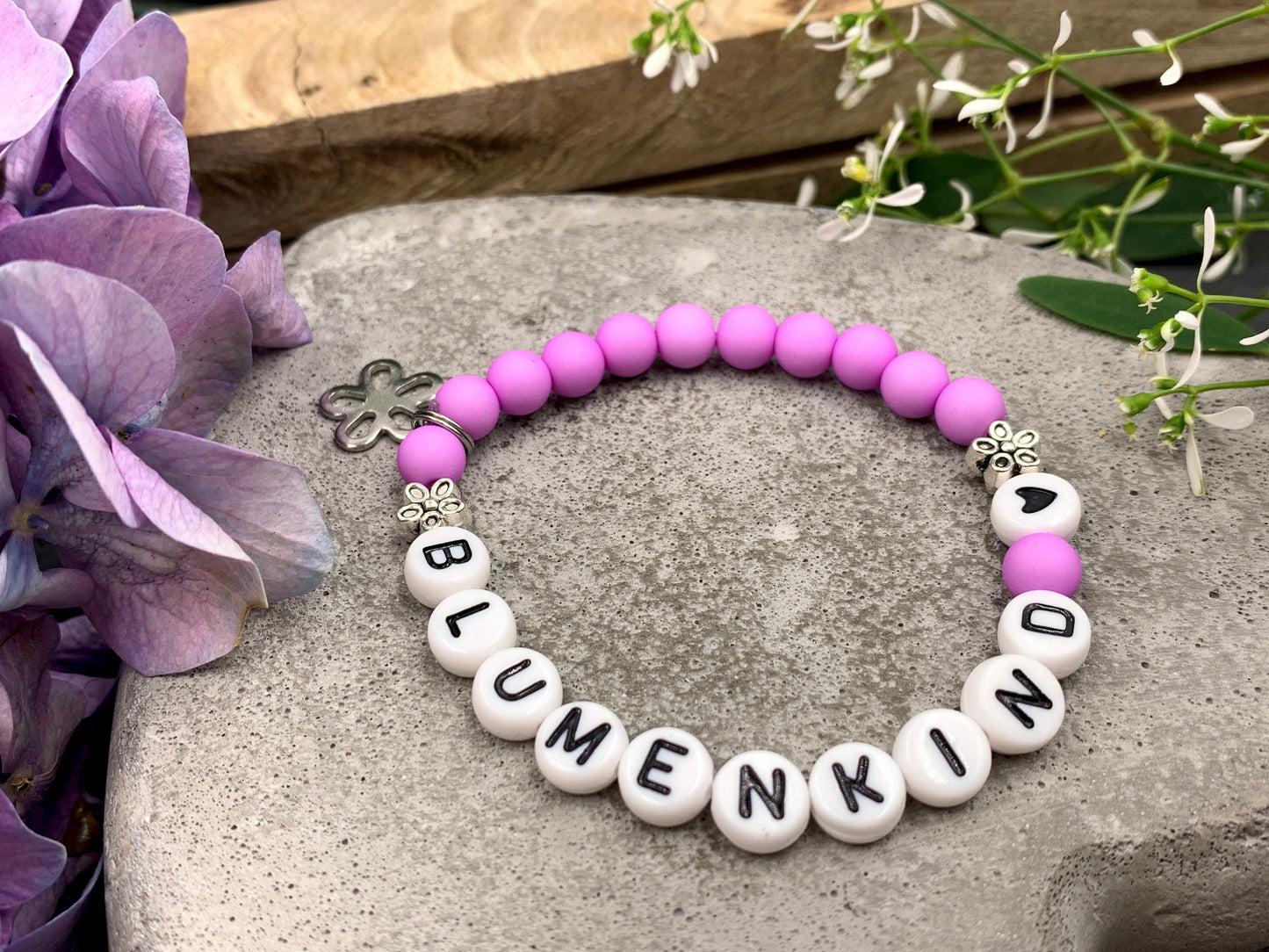 Armband Blumenkind Orchidee - Perlen Acryl 6 mm - Geschenk Blumenmädchen Blumenjunge - Kinder und Hochzeit- Wunschfarbe - personalisierbar