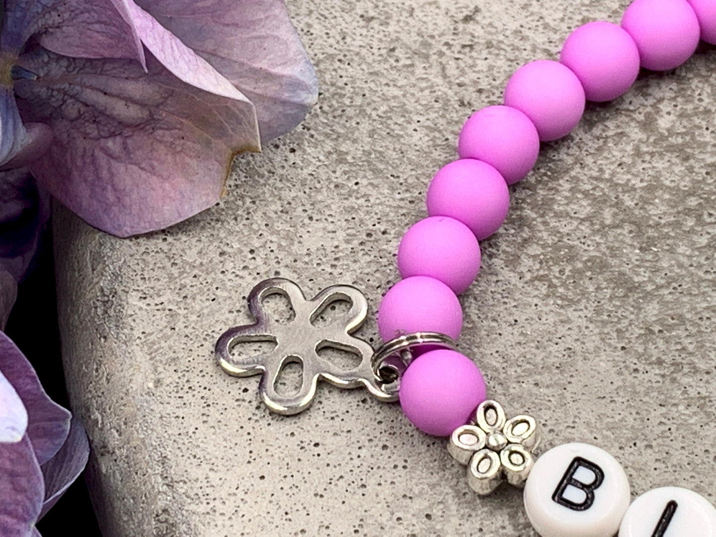 Armband Blumenkind Orchidee - Perlen Acryl 6 mm - Geschenk Blumenmädchen Blumenjunge - Kinder und Hochzeit- Wunschfarbe - personalisierbar