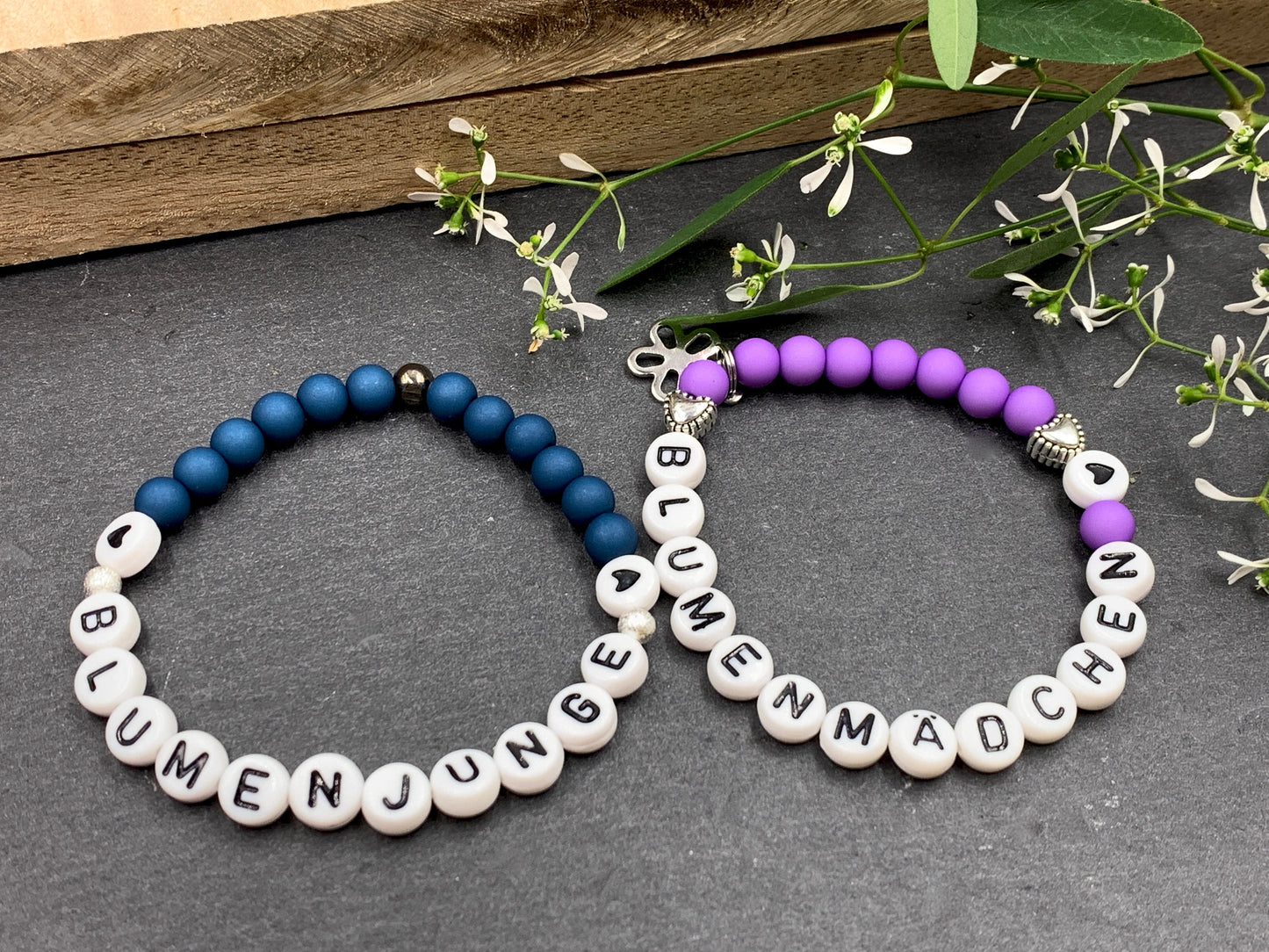 Armband Blumenjunge Acryl Petrol - Geschenk Blumenkind Blumenmädchen Ringjunge Andenken Team Braut Hochzeit - viele Farben