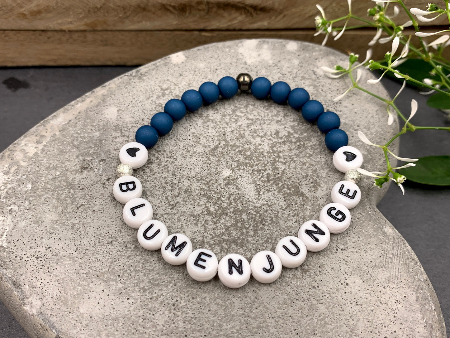 Armband Blumenjunge Acryl Petrol - Geschenk Blumenkind Blumenmädchen Ringjunge Andenken Team Braut Hochzeit - viele Farben