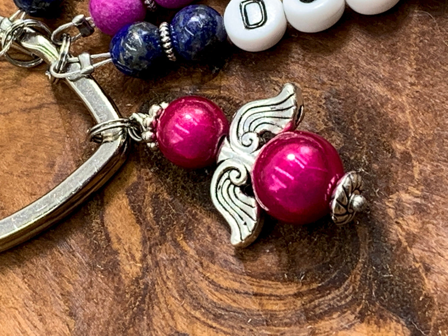 Schlüsselanhänger Beste Oma und Name Edelsteine echt wählbar -  Geschenk für Oma zur Geburt Enkelkind - personalisierbar