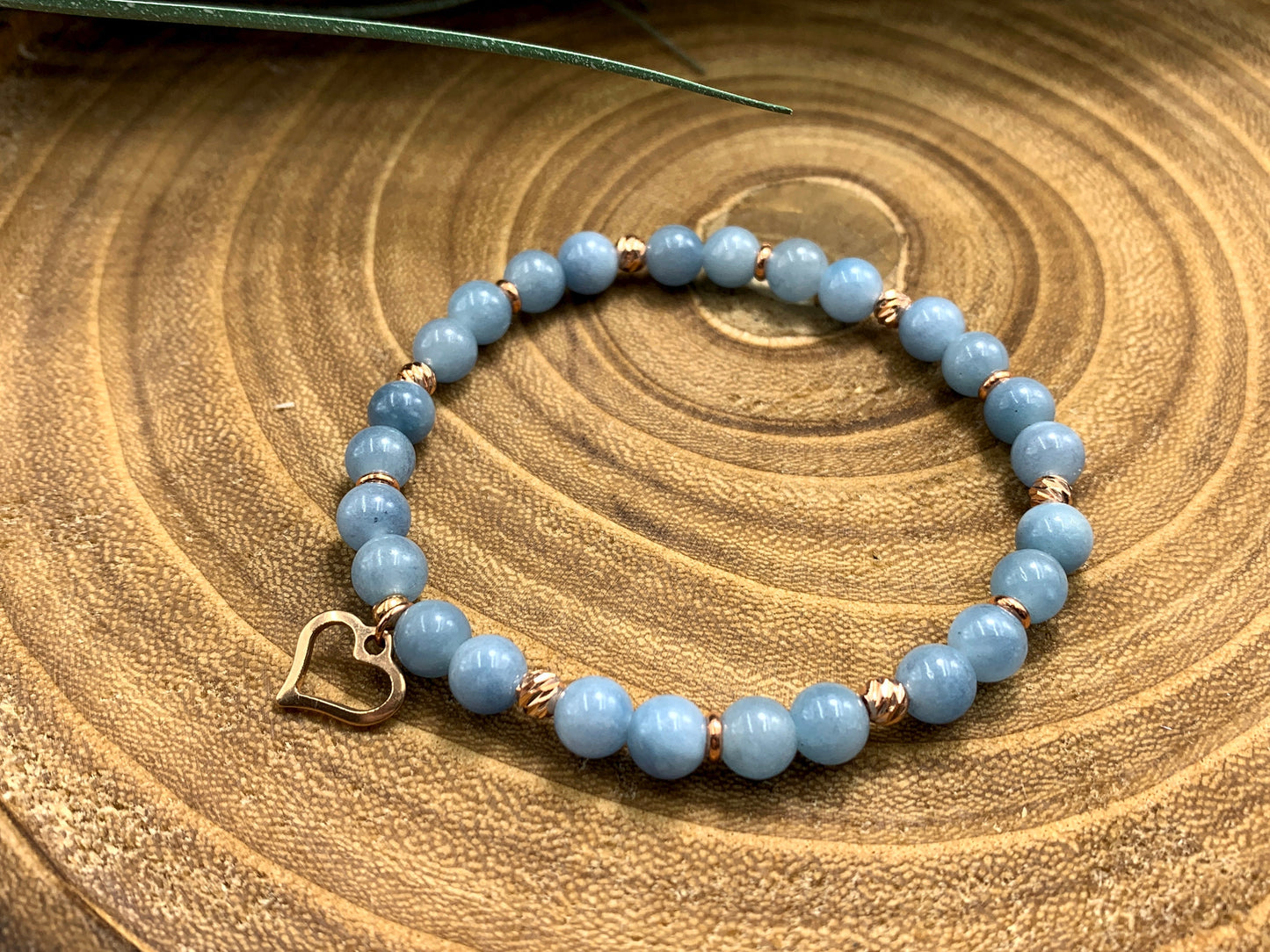 Armband Aquamarin Roségold plated - Glücksarmband - Geburtsstein März - Apatit Turmalin Mondstein uvm. - Geschenk Freundin Liebe Mut