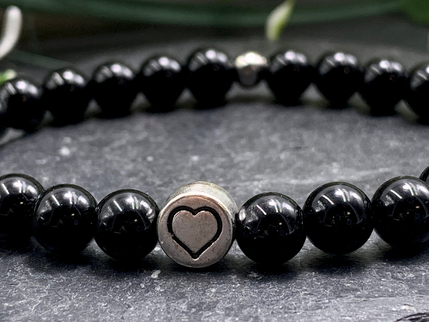 Armband Turmalin echter Naturstein mit Herz DQ - Silber Gold Roségold Gunmetal - spirituelles Armband - starker Schutzstein