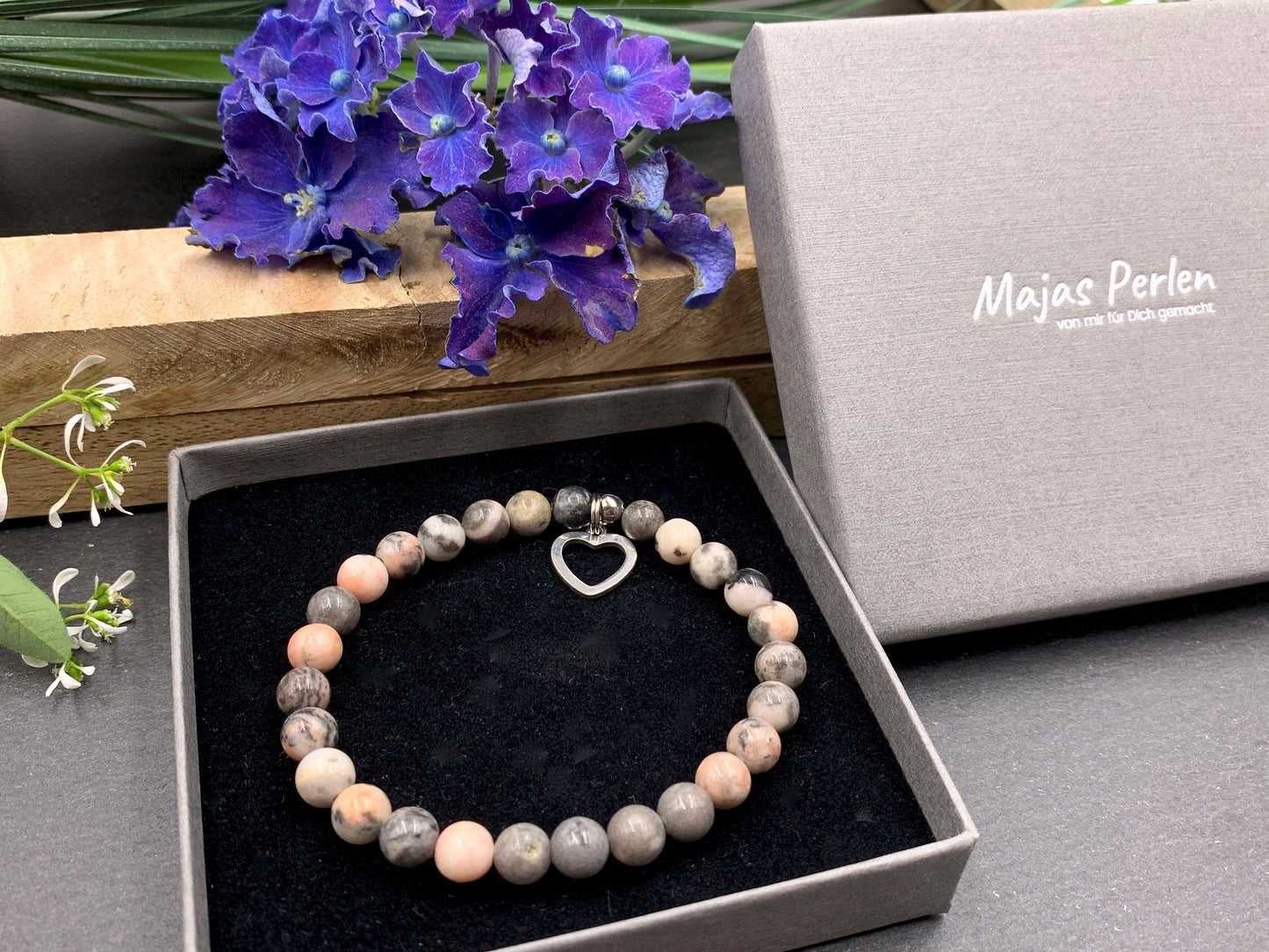 Armband Zebra Jaspis echter Naturstein - Geschenk Liebe Freundschaft Glück Lieblingsmensch - Edelstein wählbar