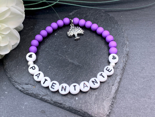 Perlenarmband Patentante Violett Acryl - Geschenk Patin Taufe Patenschaft Taufgeschenk Erinnerung Patenschaft - personalisierbar