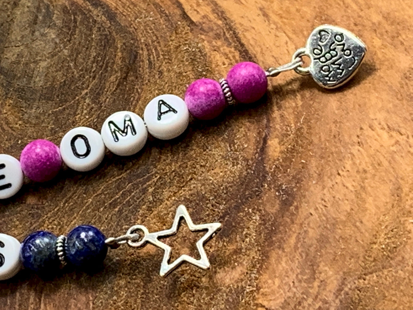 Schlüsselanhänger Beste Oma und Name Edelsteine echt wählbar -  Geschenk für Oma zur Geburt Enkelkind - personalisierbar
