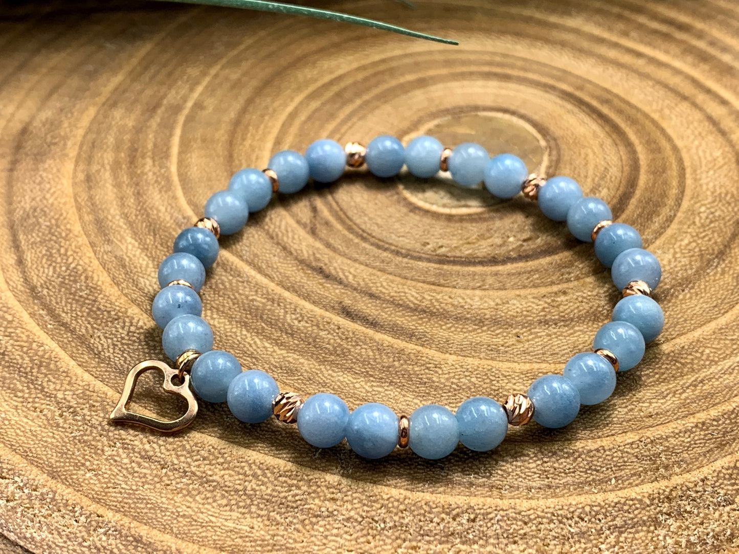 Armband Aquamarin Roségold plated - Glücksarmband - Geburtsstein März - Apatit Turmalin Mondstein uvm. - Geschenk Freundin Liebe Mut